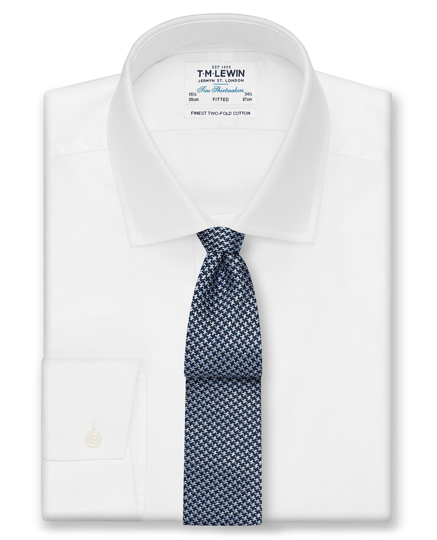 Image 2 of Classic Blue Mini Dogtooth Silk Slim Tie