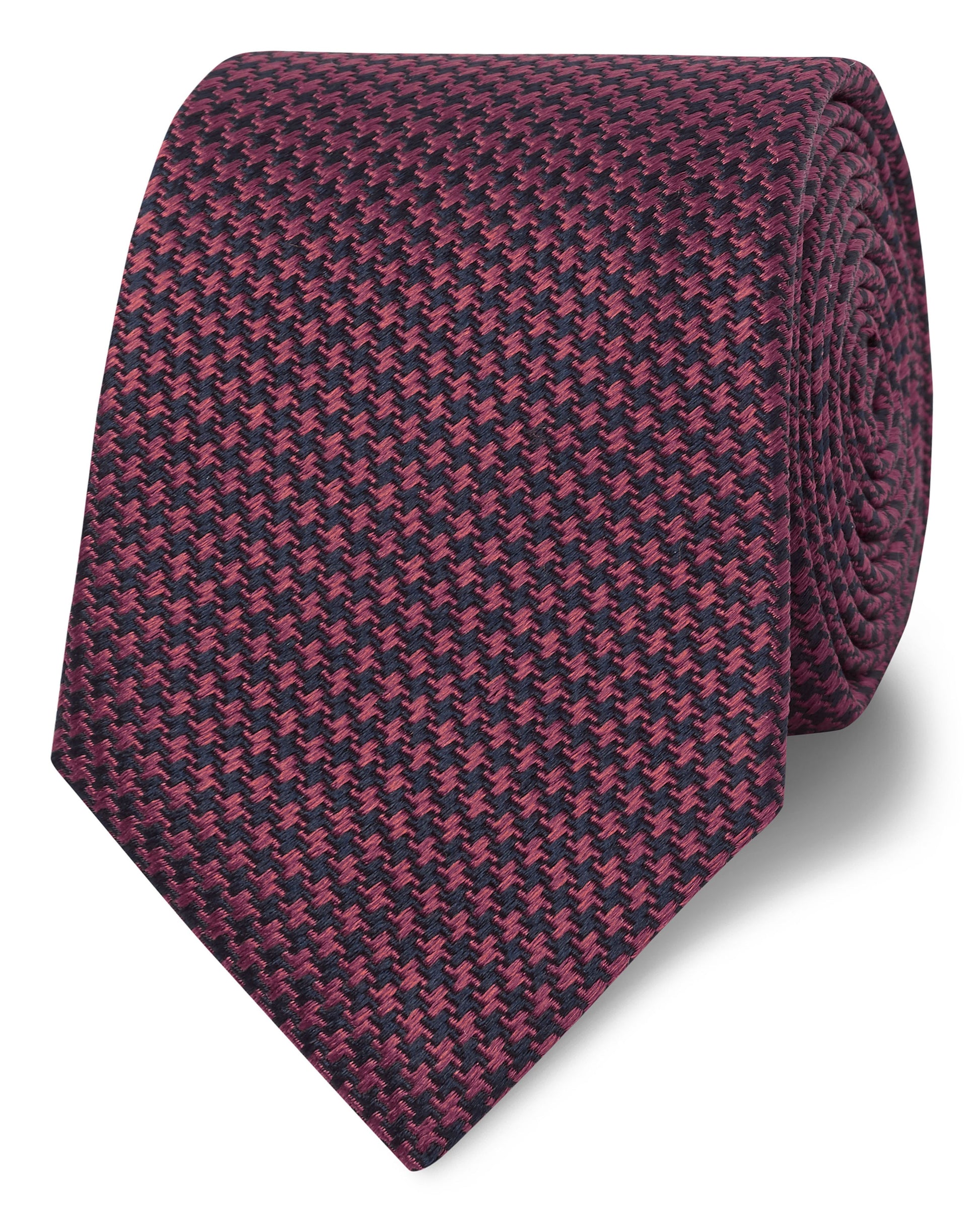 Image 1 of Classic Burgundy Mini Dogtooth Silk Slim Tie