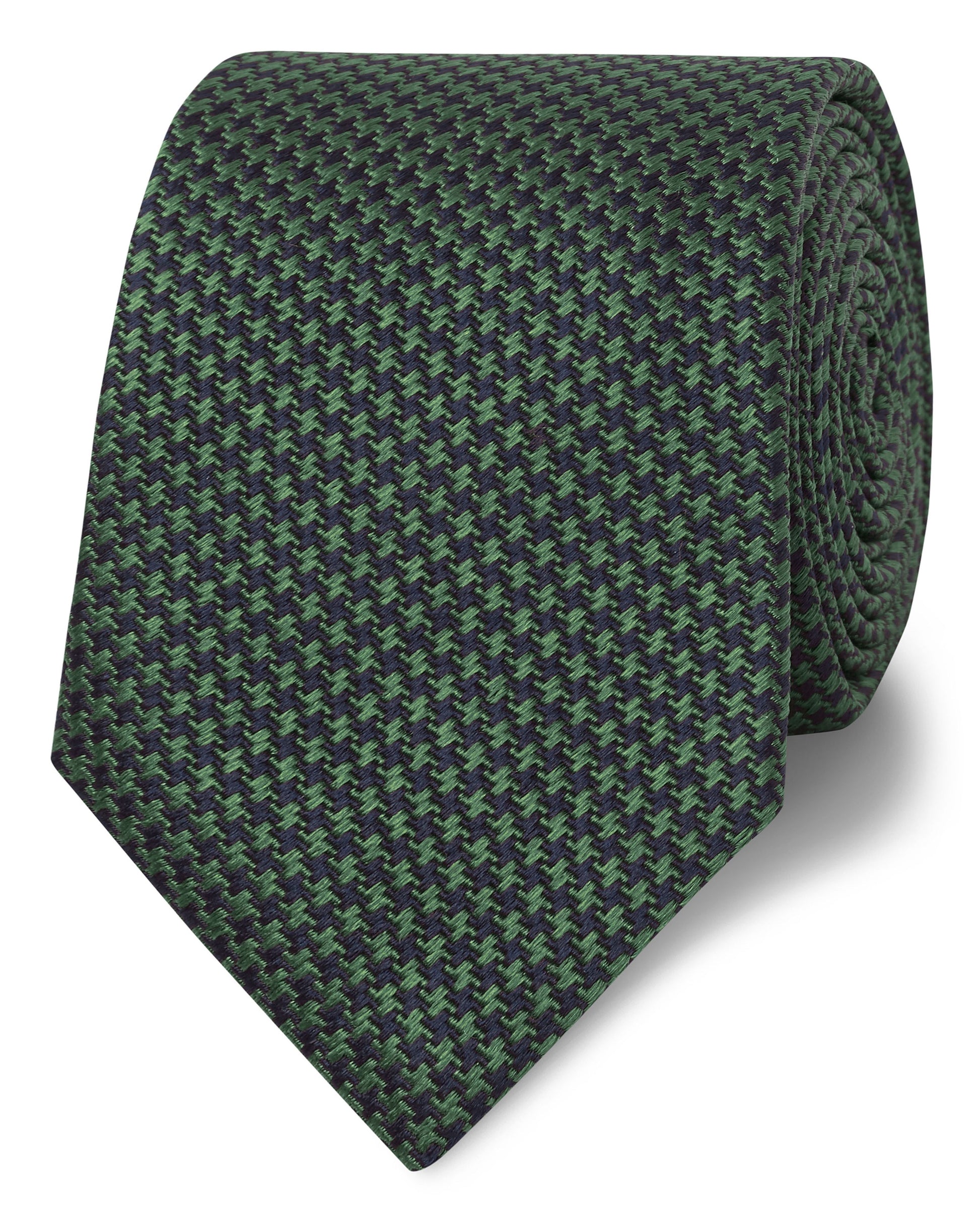 Image 1 of Classic Green Mini Dogtooth Silk Slim Tie