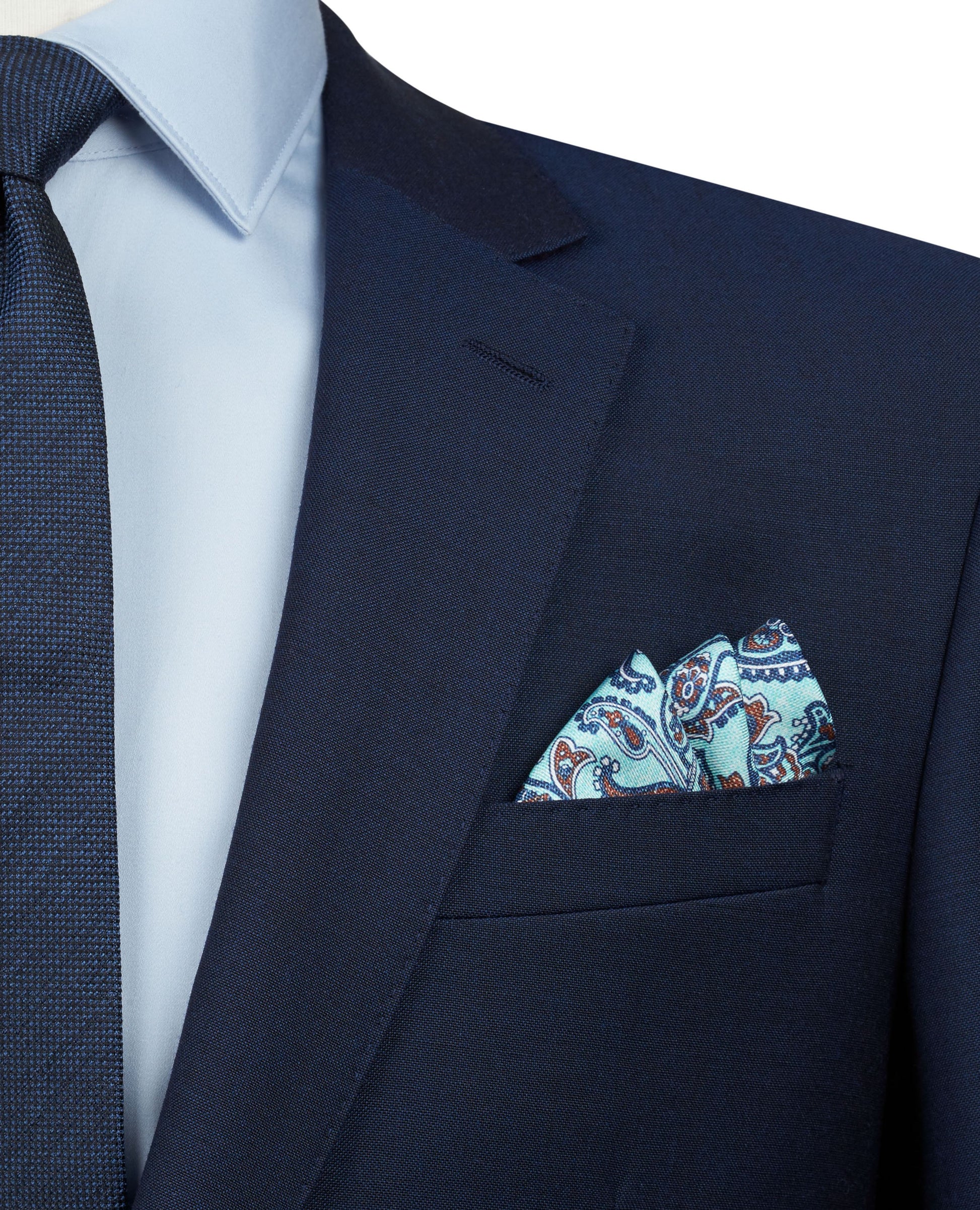 Image 3 of Teal Paisley Textured Silk Pocket Square