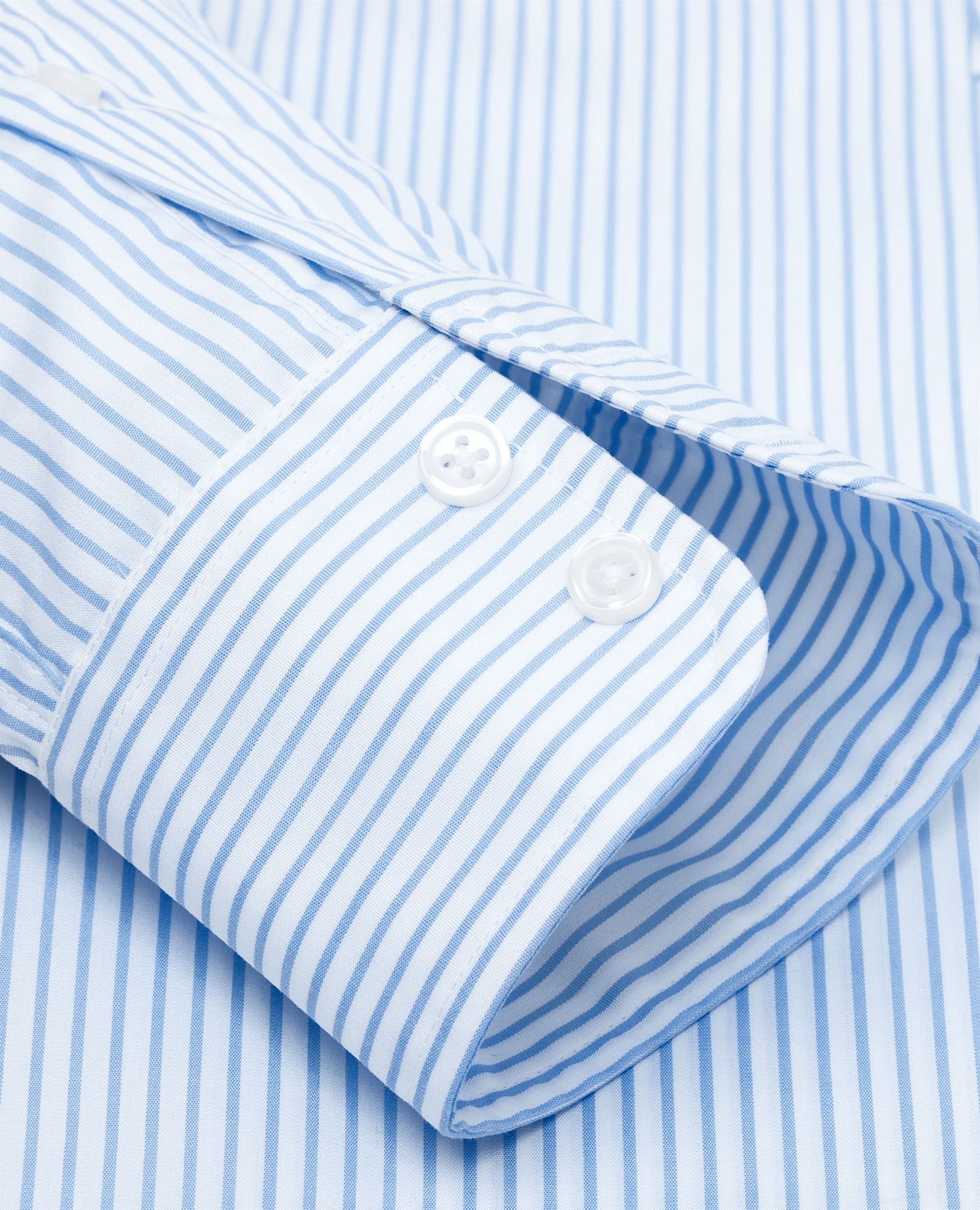 Image 2 of Light Blue Stripe Poplin Regular Fit Single Cuff Classic Collar Shirt