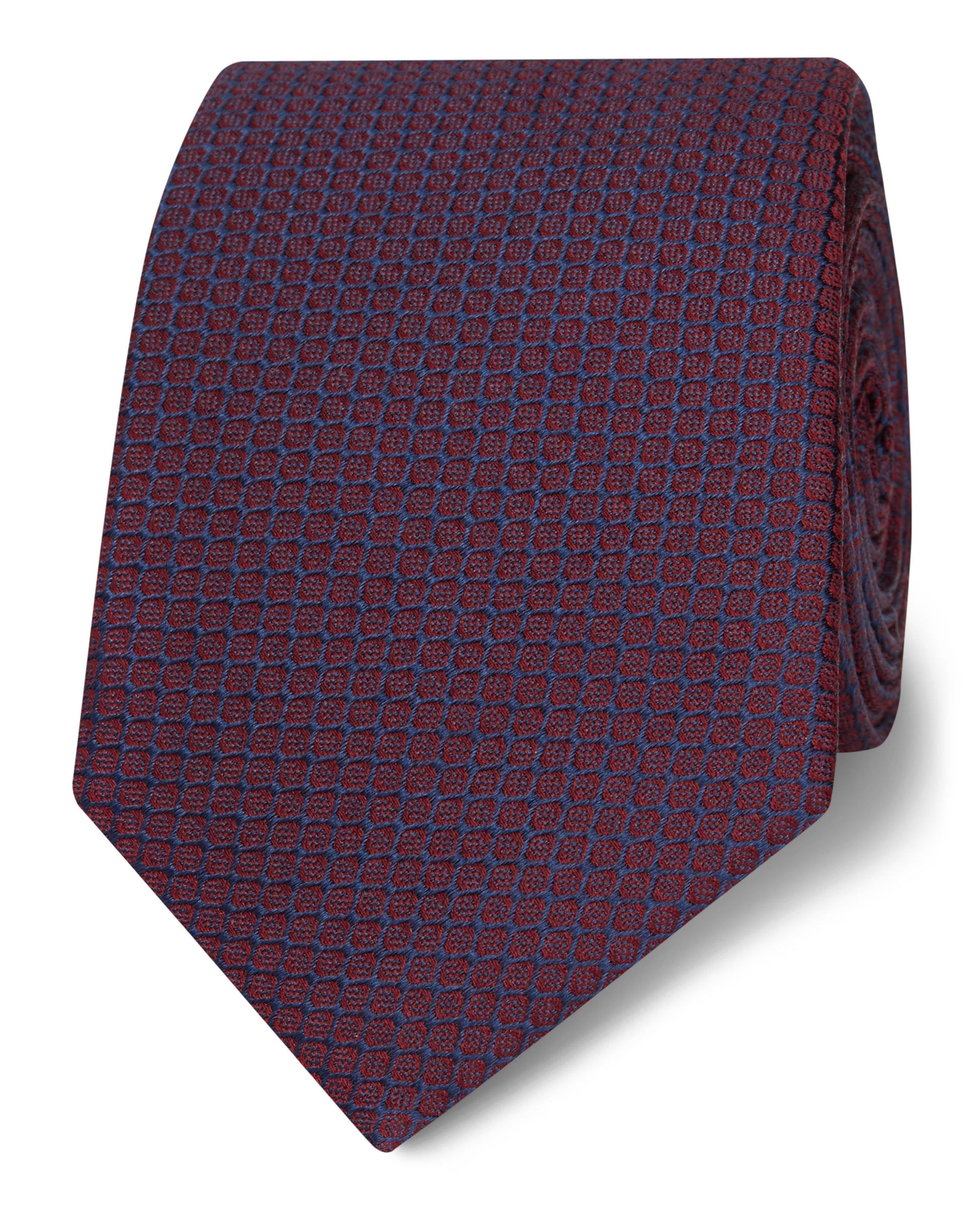Image 1 of Burgundy Jacquard Silk Slim Tie