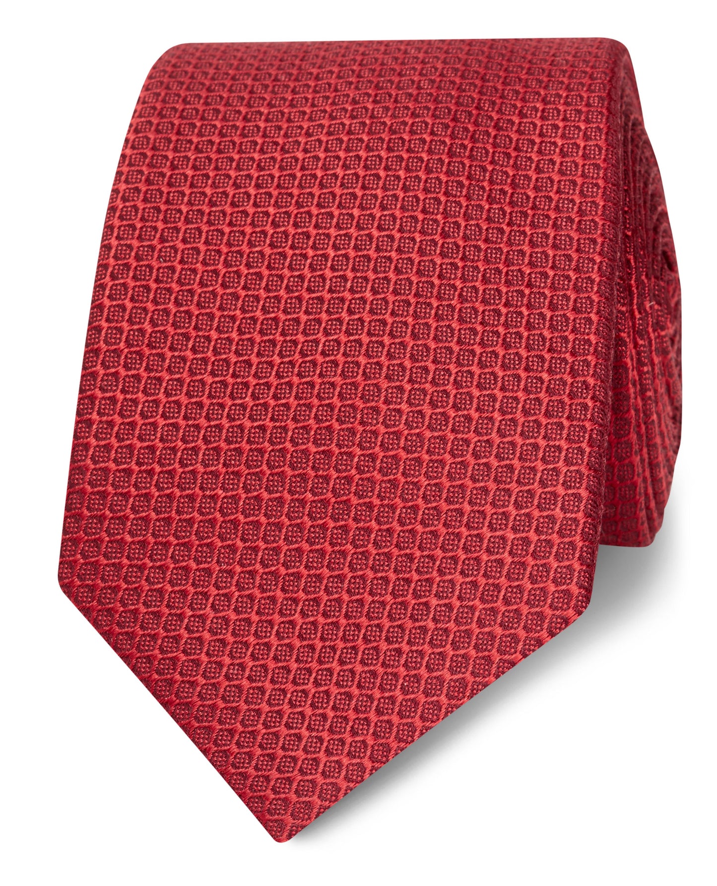 Image 1 of Red Jacquard Silk Slim Tie