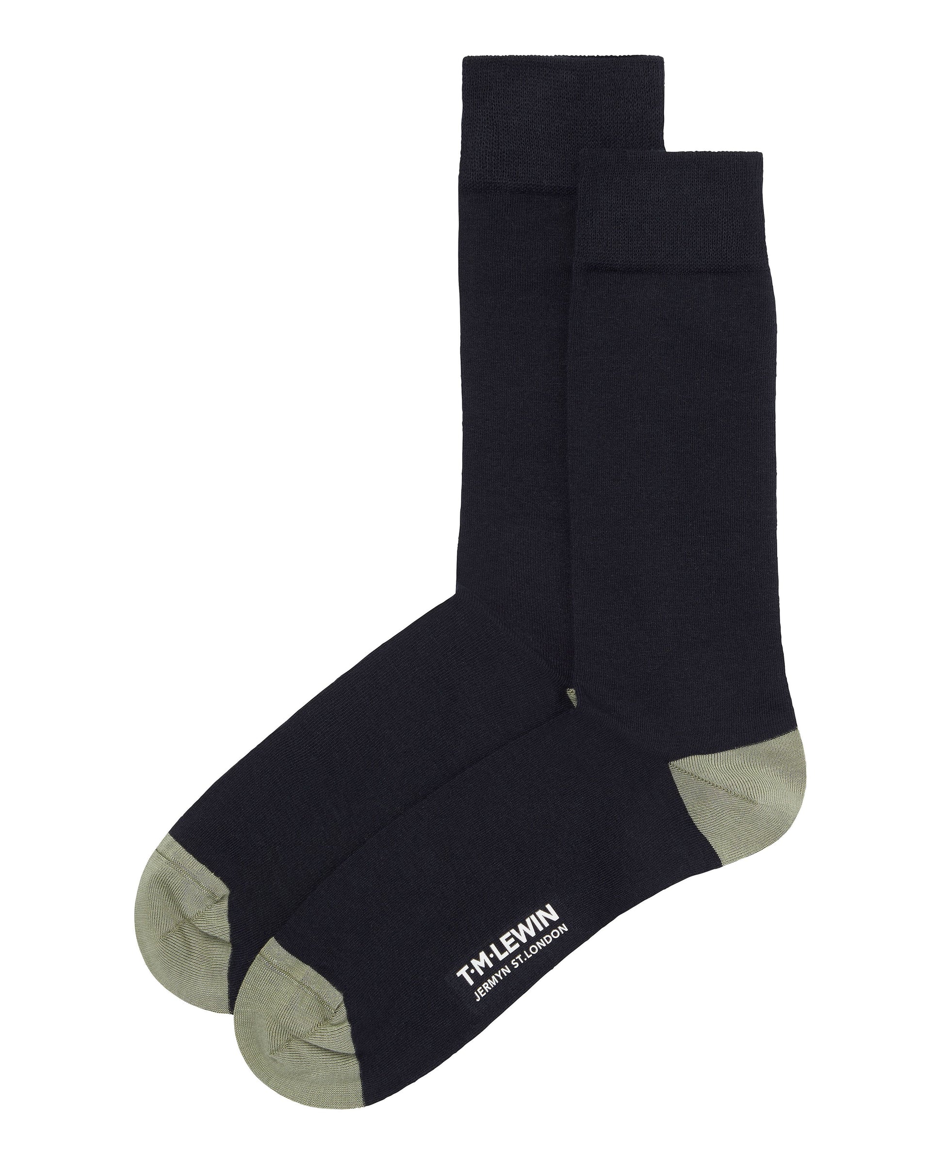 Image 5 of Navy Contrast Heel and Toe 5 Pack Sock Set