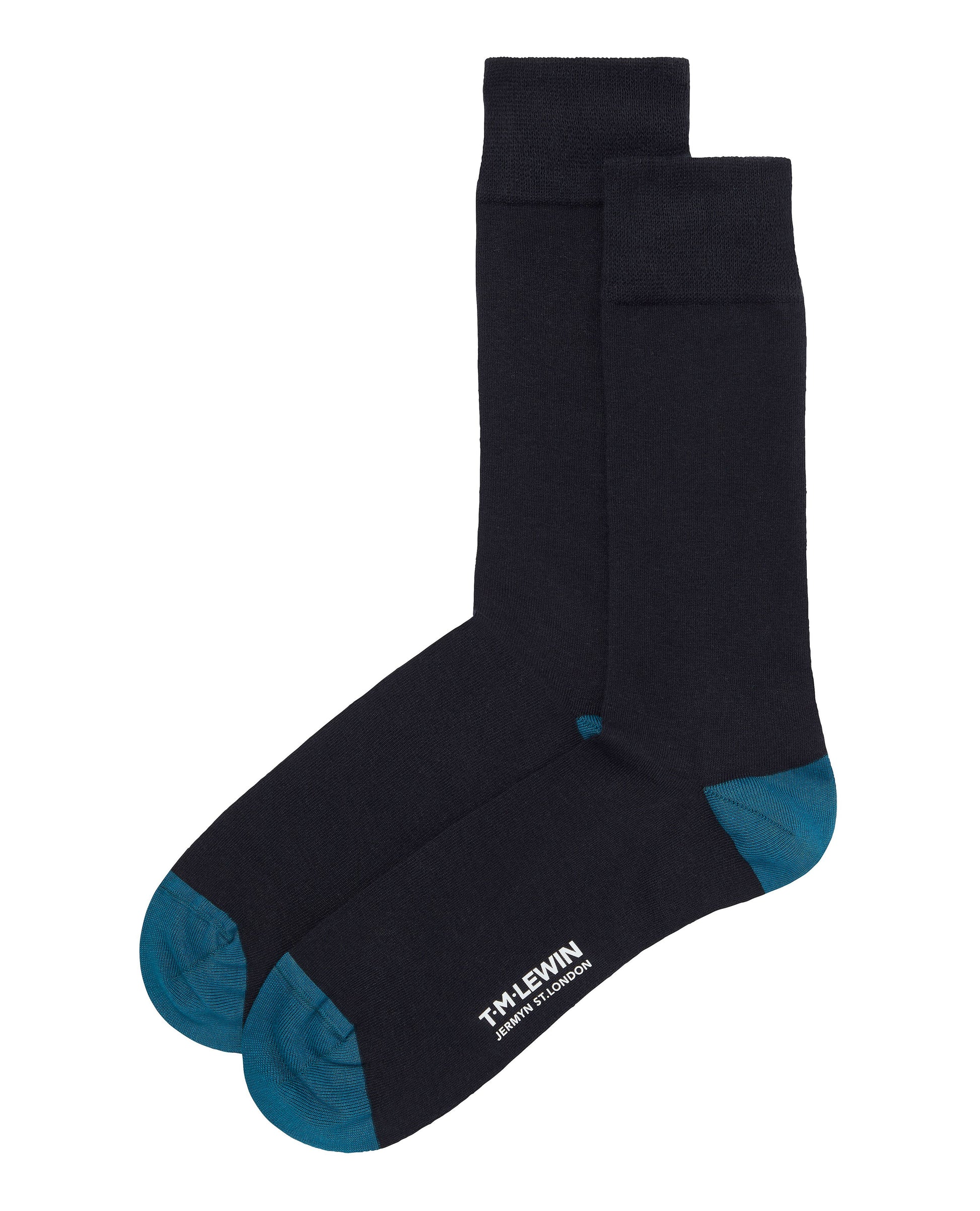 Image 7 of Navy Contrast Heel and Toe 5 Pack Sock Set