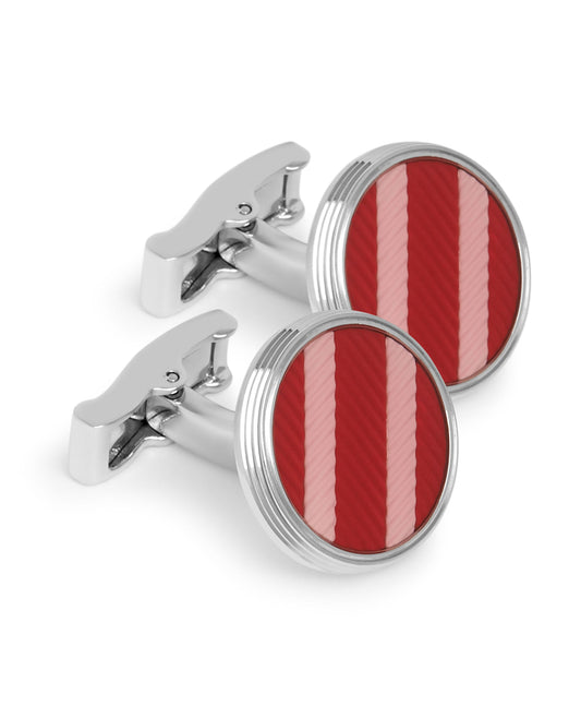 Image 1 of Luxury Red Military Stripe Texture Cufflinks