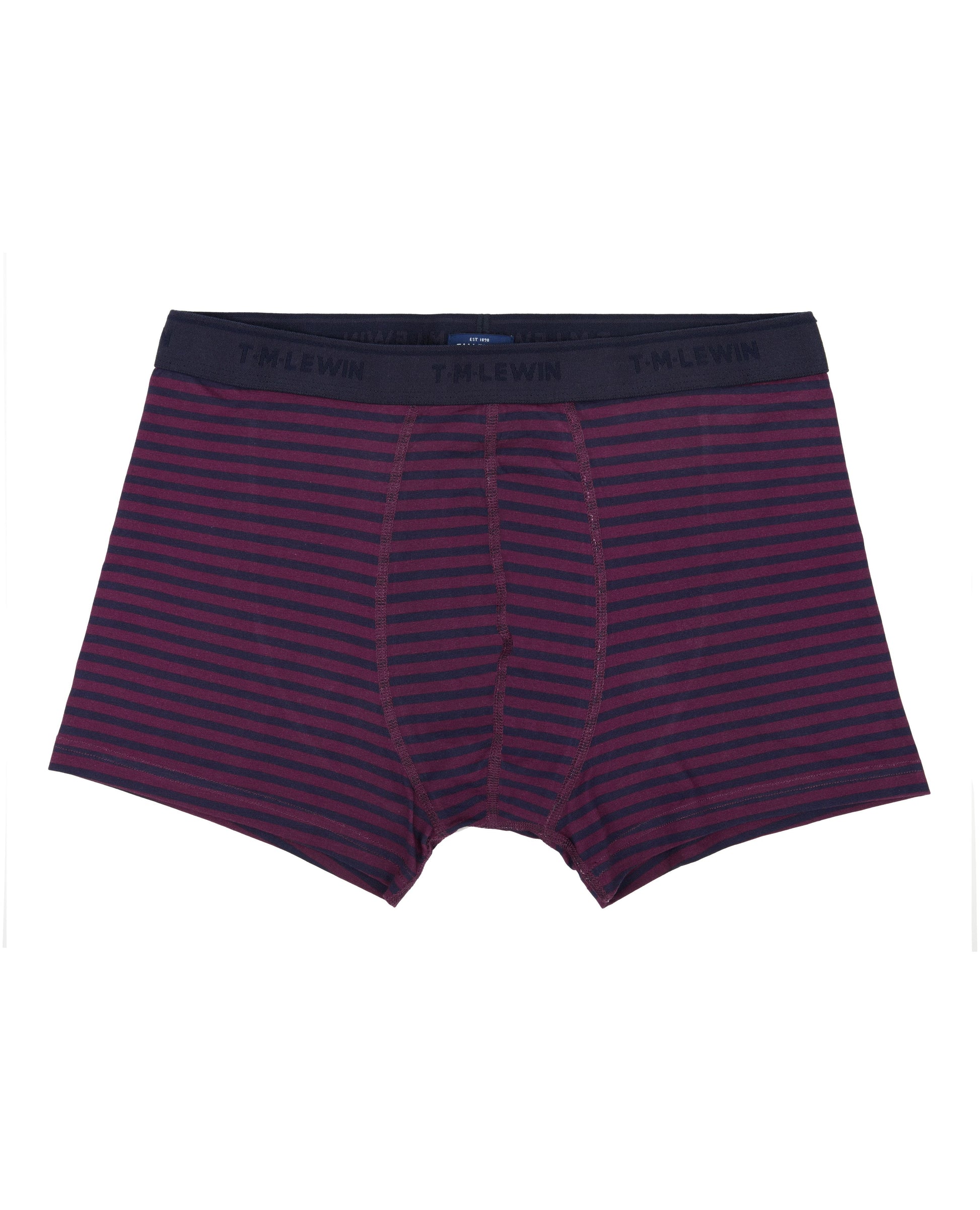 Image 1 of Navy and Burgundy Stripe Cotton Blend Boxers