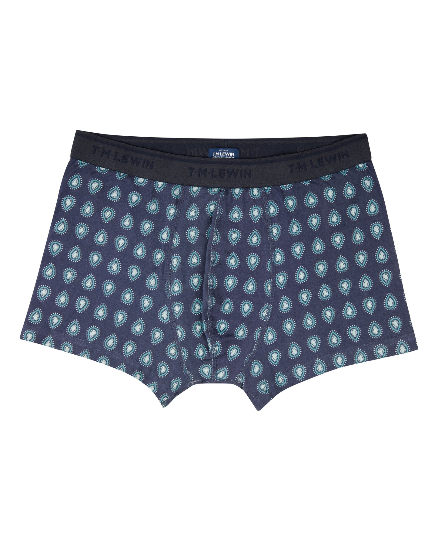 Image 1 of Navy and Blue Paisley Cotton Stretch Boxers