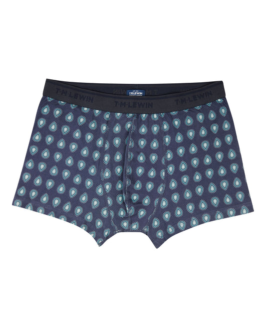 Image 1 of Navy and Blue Paisley Cotton Stretch Boxers