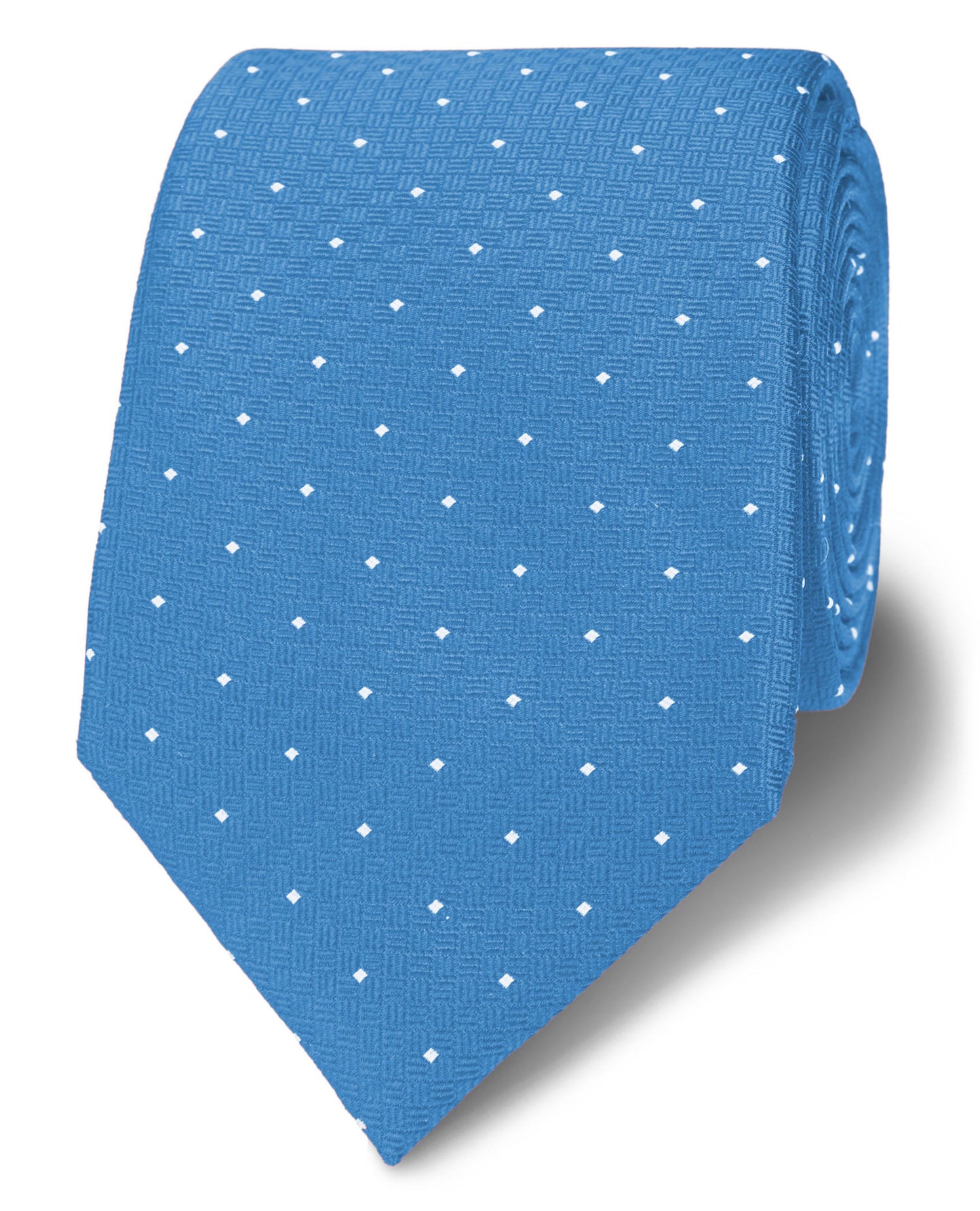 Image 1 of Textured Slim Blue Pin Spot Silk Tie