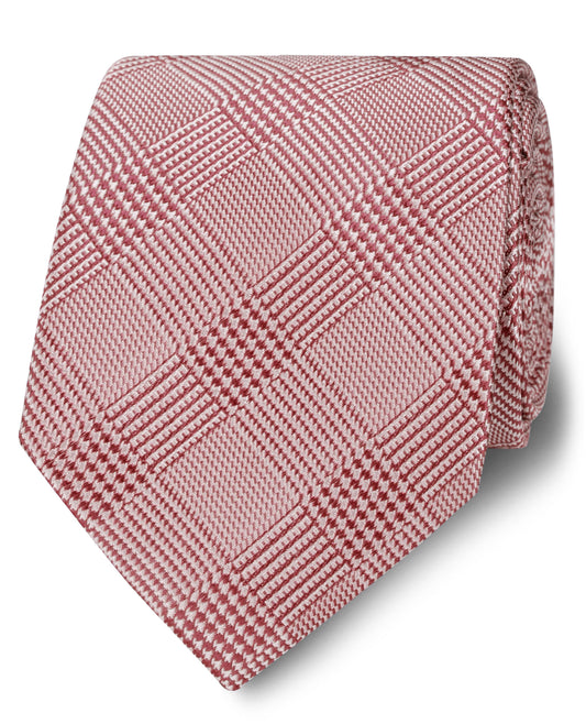 Image 1 of Wide Pink Prince of Wales Check Silk Tie