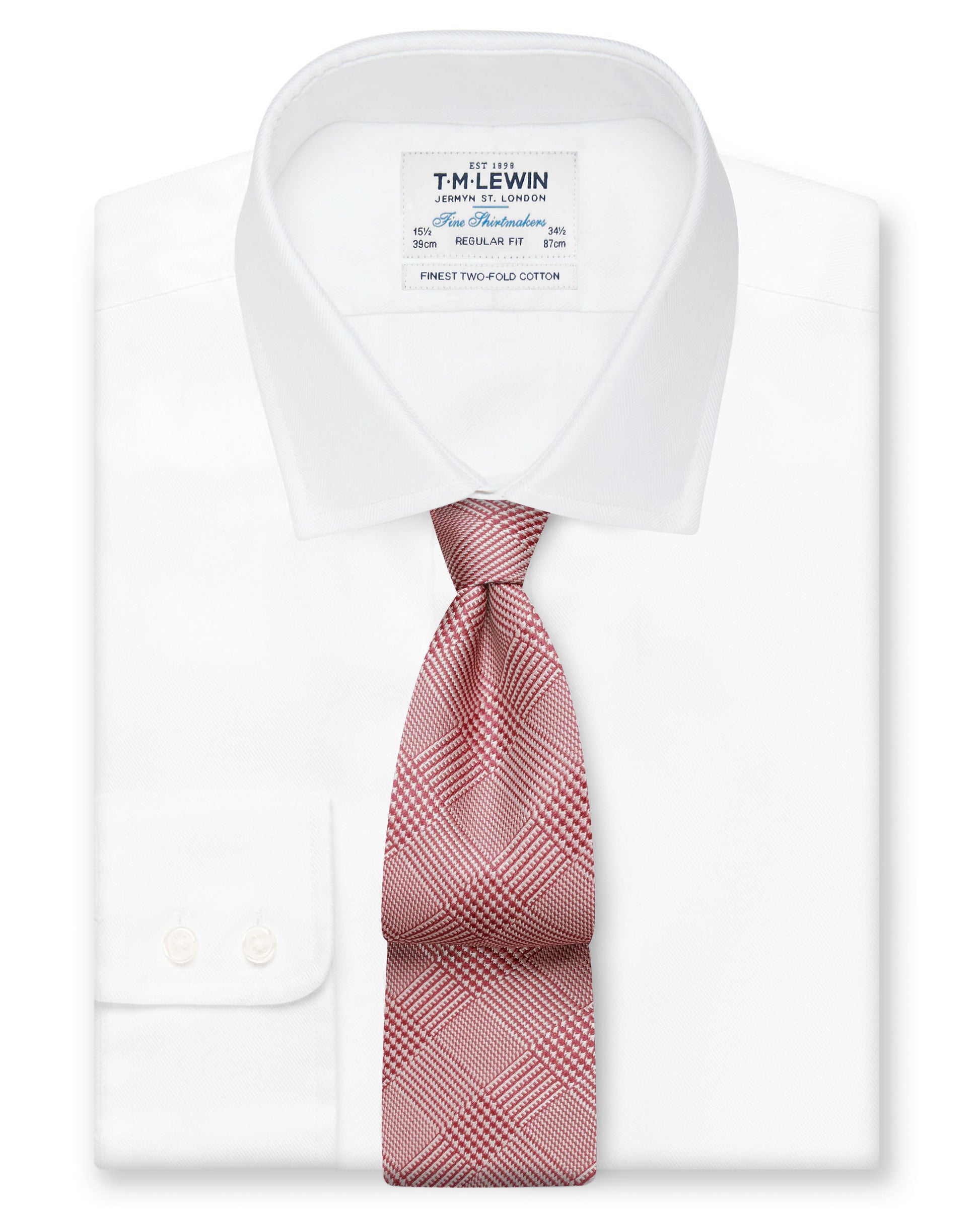 Image 2 of Wide Pink Prince of Wales Check Silk Tie