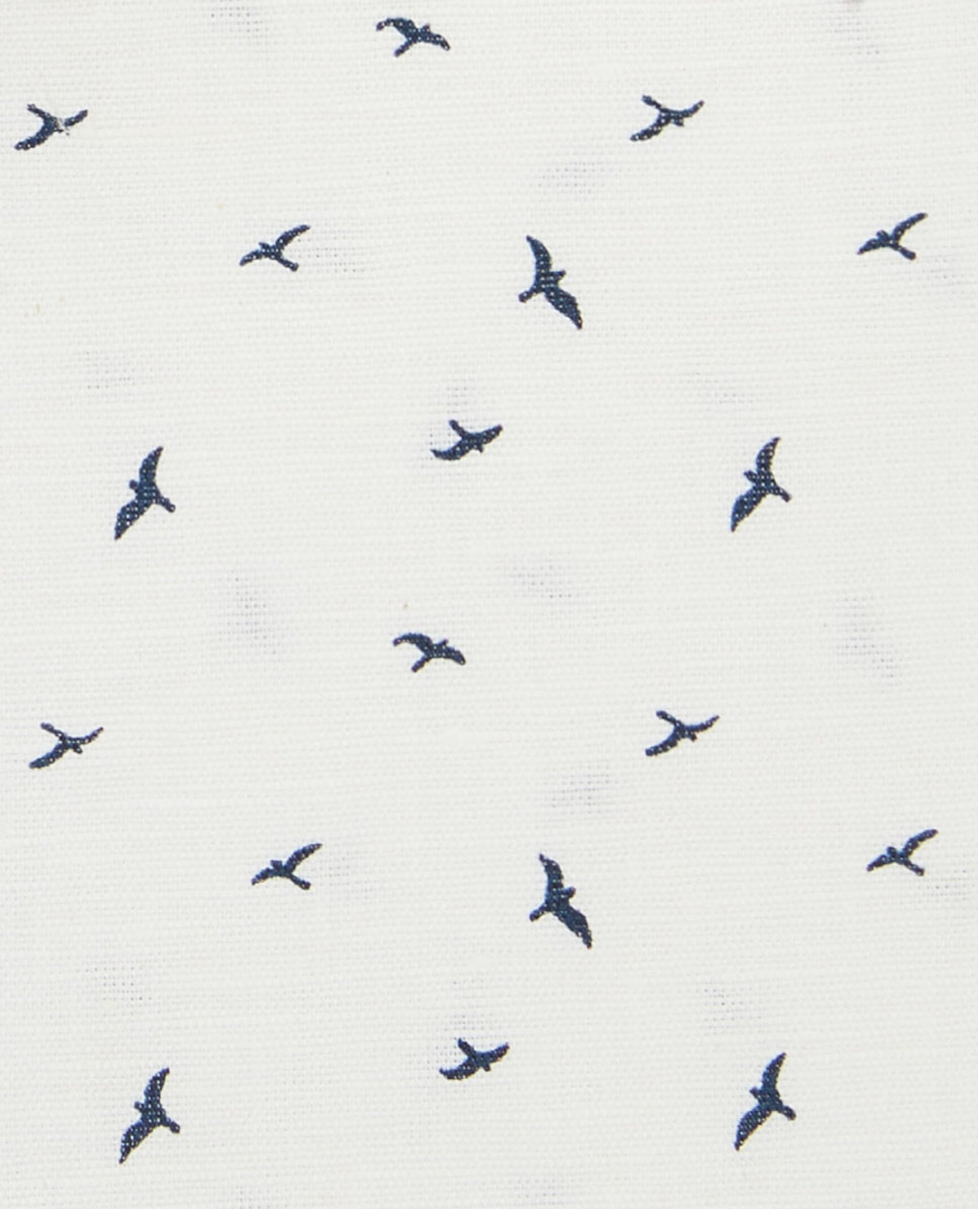 Image 4 of Cotton Linen Slim Fit Navy Bird Print Shirt