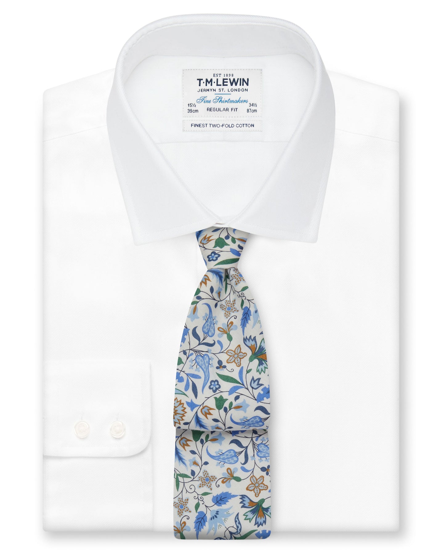 Image 2 of Made with Liberty Fabric Wide White James Francis Print Tie