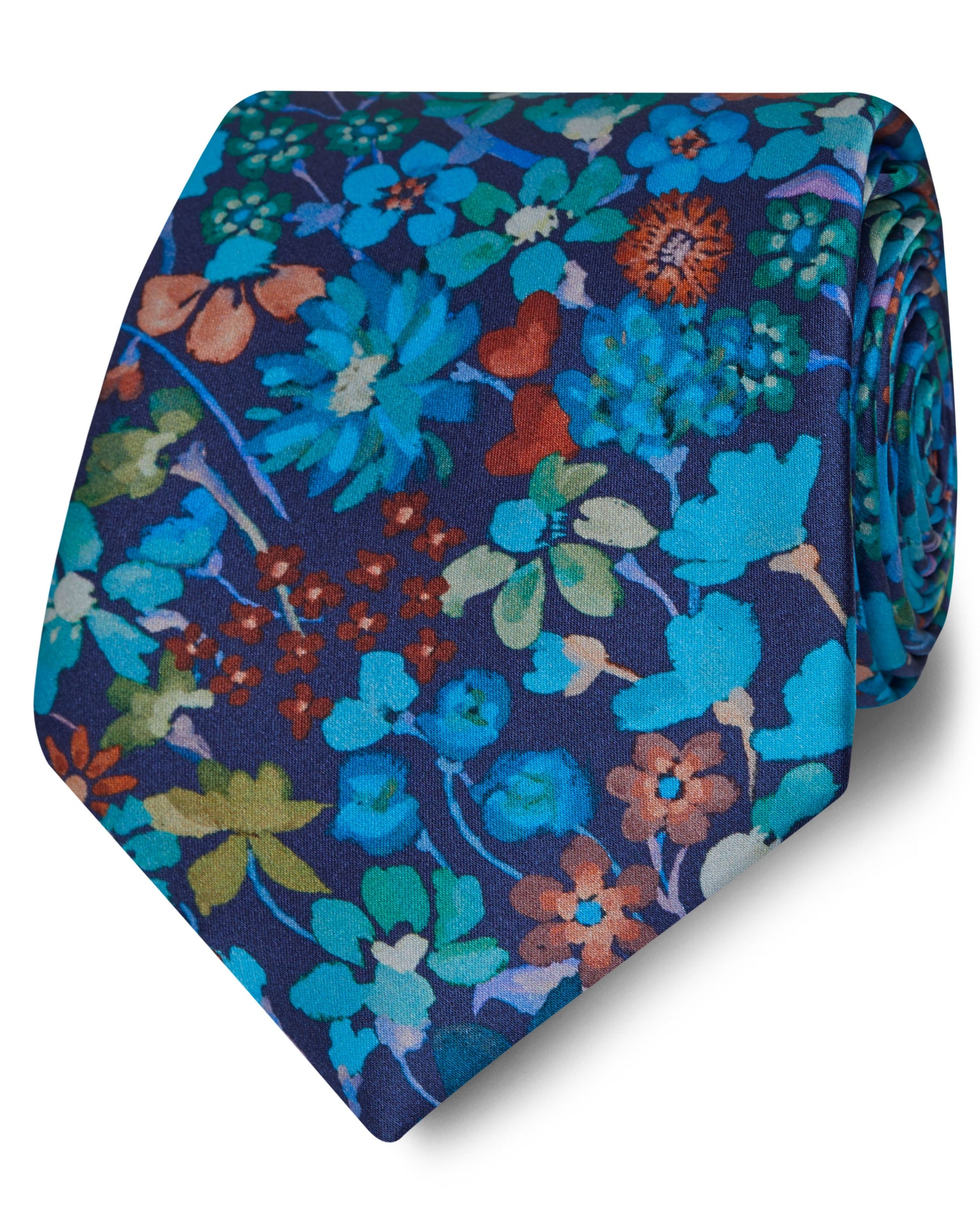 Image 1 of Made with Liberty Fabric Wide Blue Dreams of Belgravia Print Silk Tie