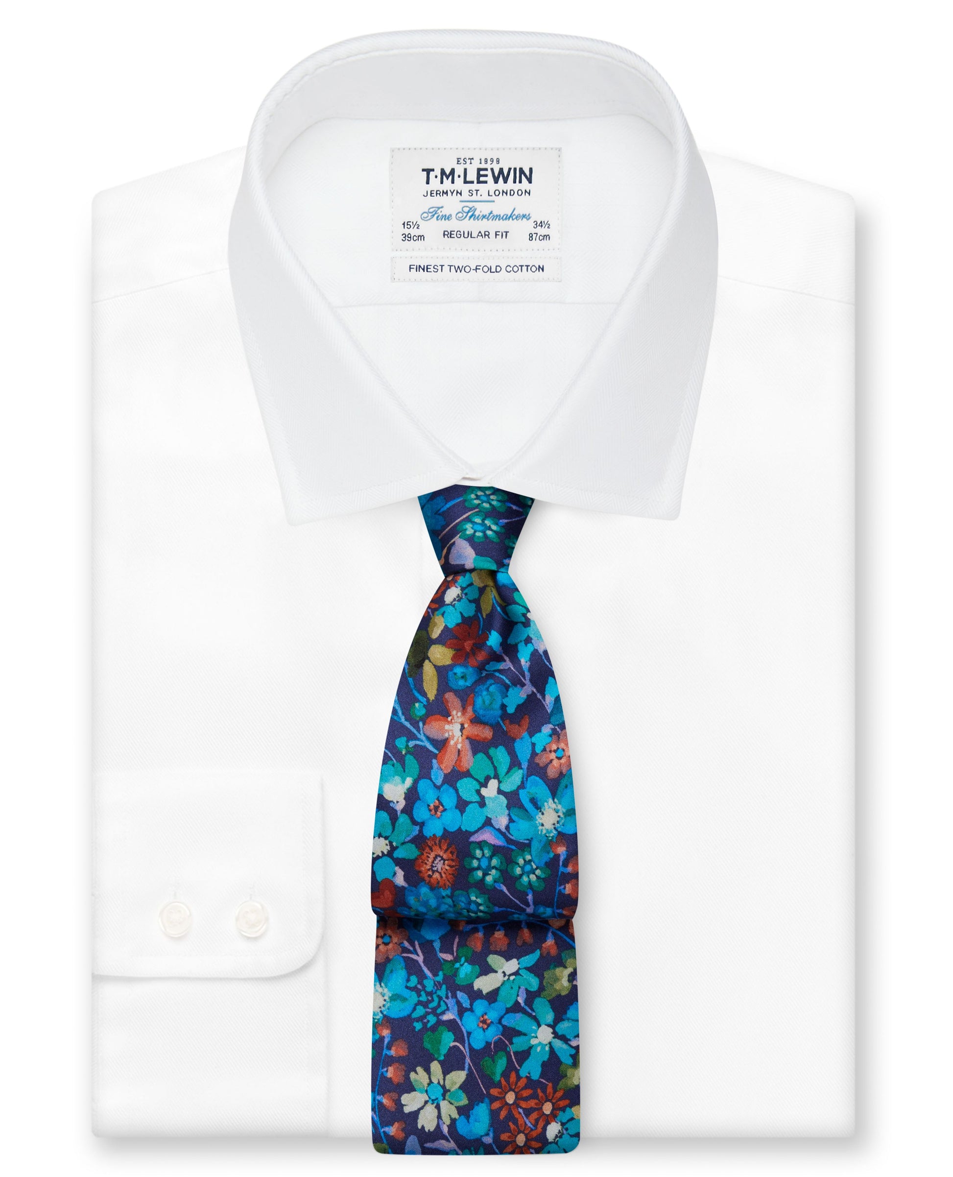 Image 2 of Made with Liberty Fabric Wide Blue Dreams of Belgravia Print Silk Tie