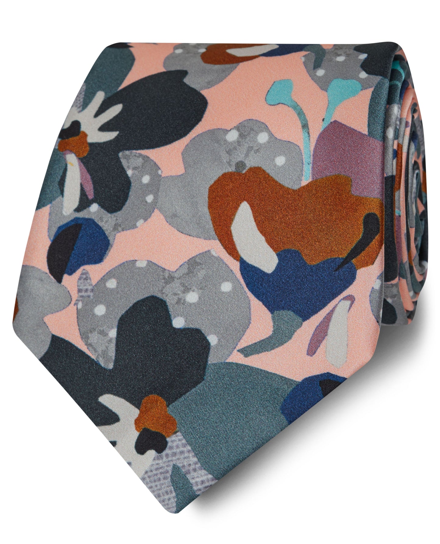 Image 1 of Wide Silk Tie Made with Liberty Fabric Pink Treloyhan Print