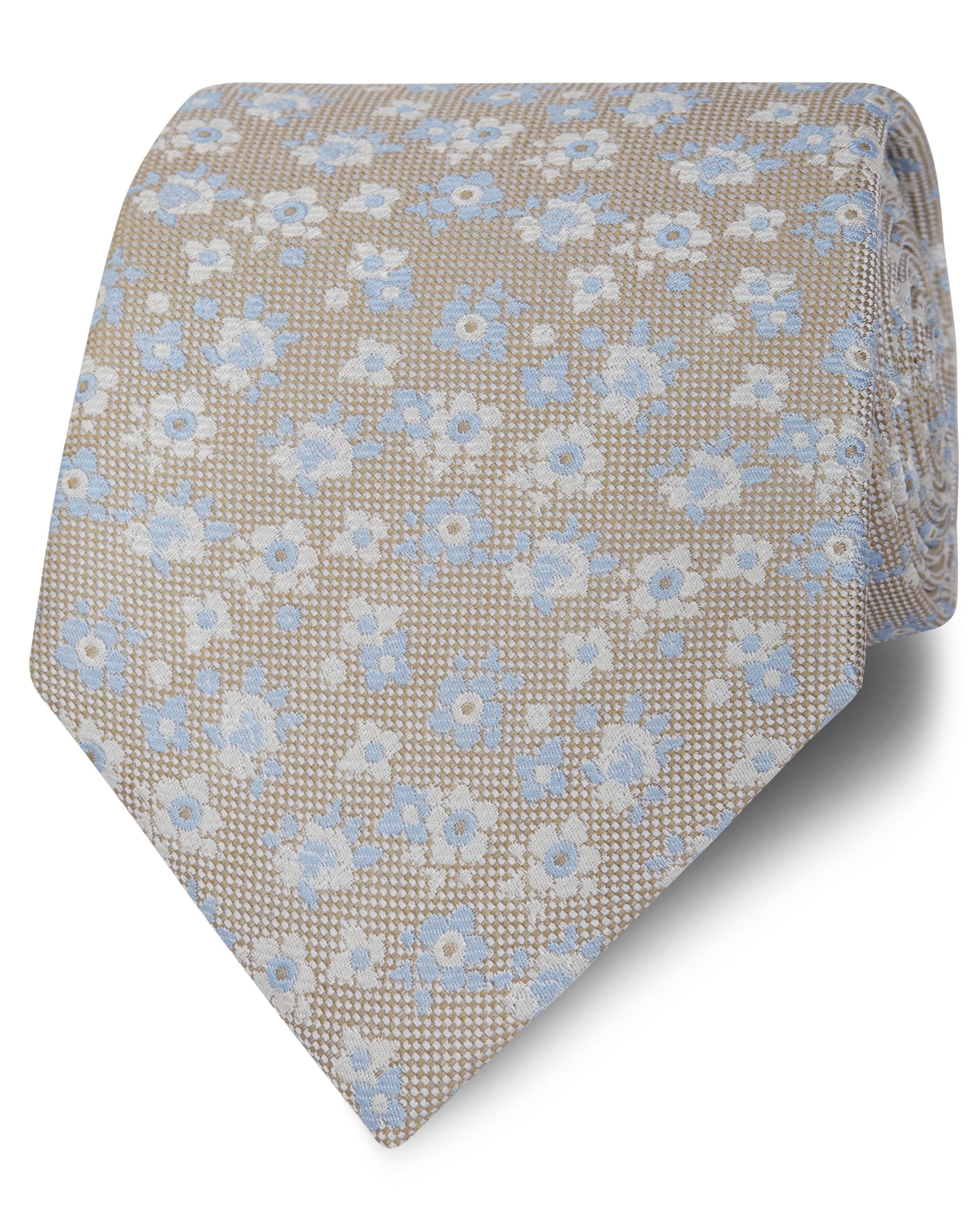 Image 1 of Occasionwear Wide Champagne Floral Silk Tie