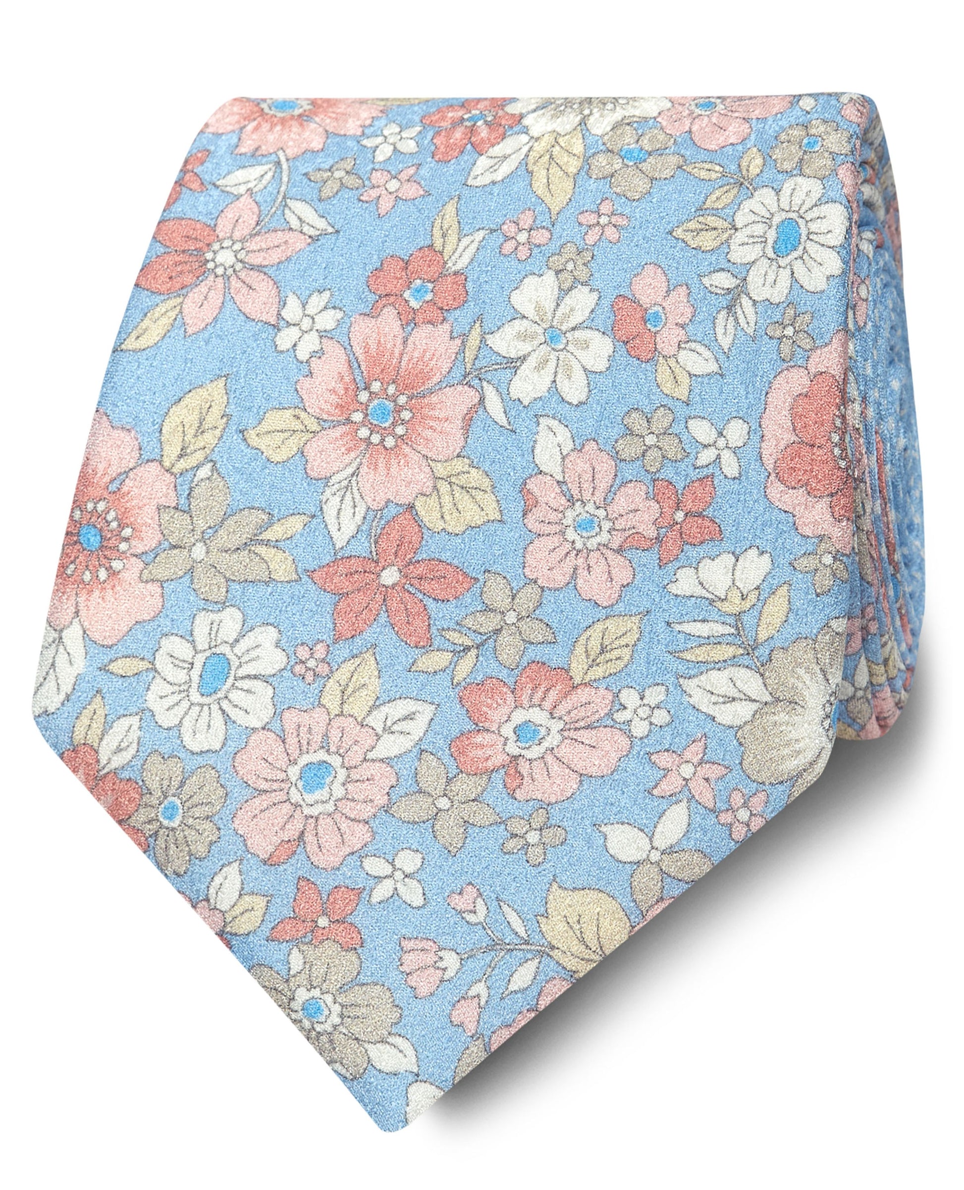 Image 1 of Occasionwear Wide Blue Floral Silk Tie