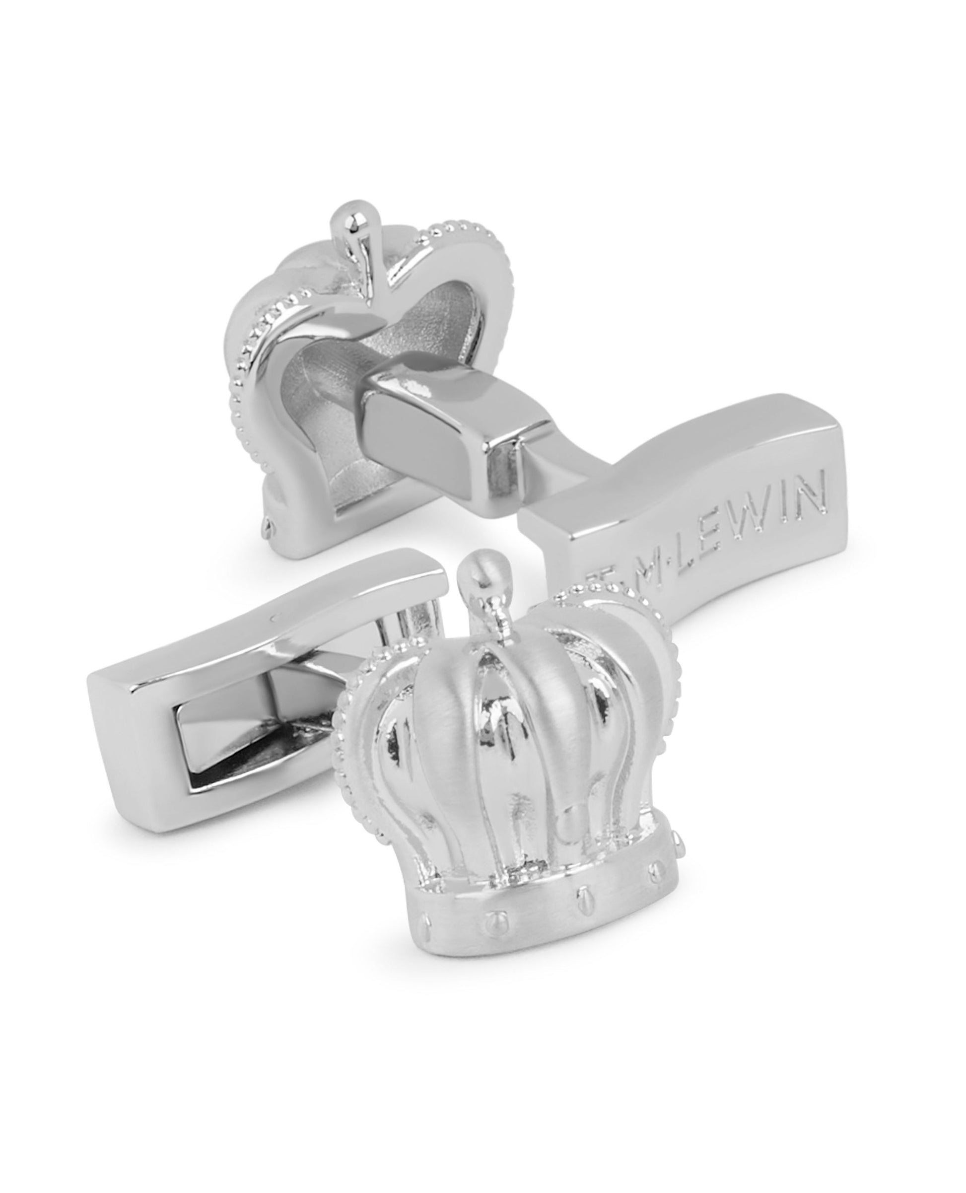 Image 3 of Occasionwear Brushed Silver-Tone Crown Cufflinks