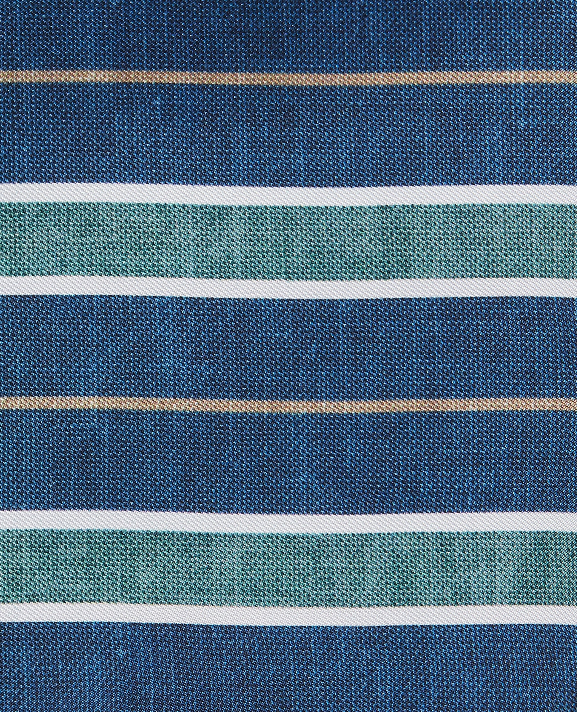 Image 2 of Silk Green and Navy Stripe Pocket Square