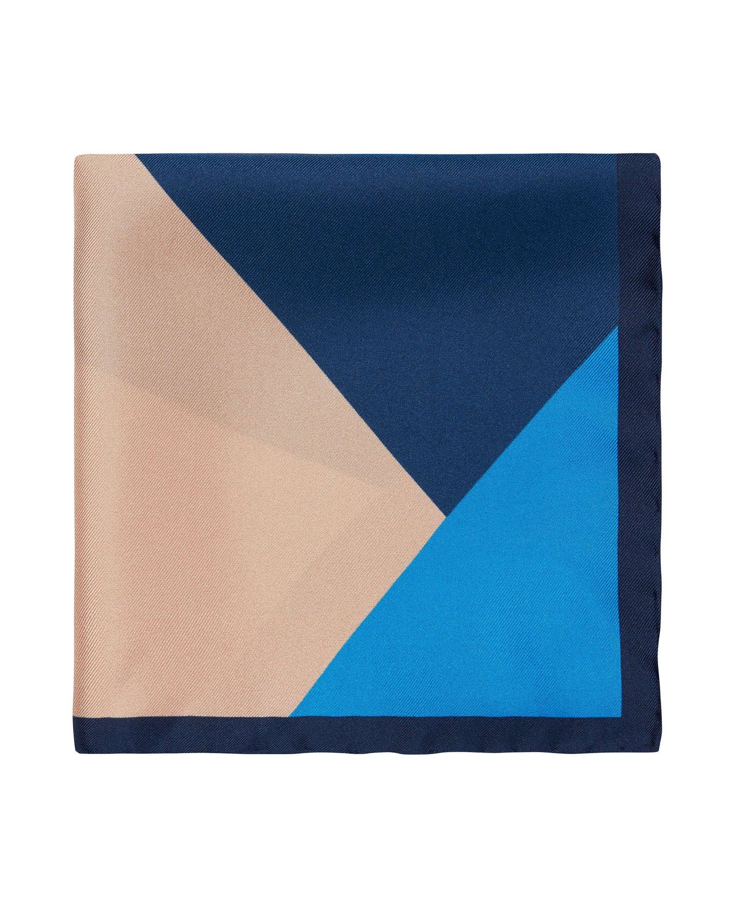 Image 1 of Silk Navy and Neutral Colour Blocked Pocket Square