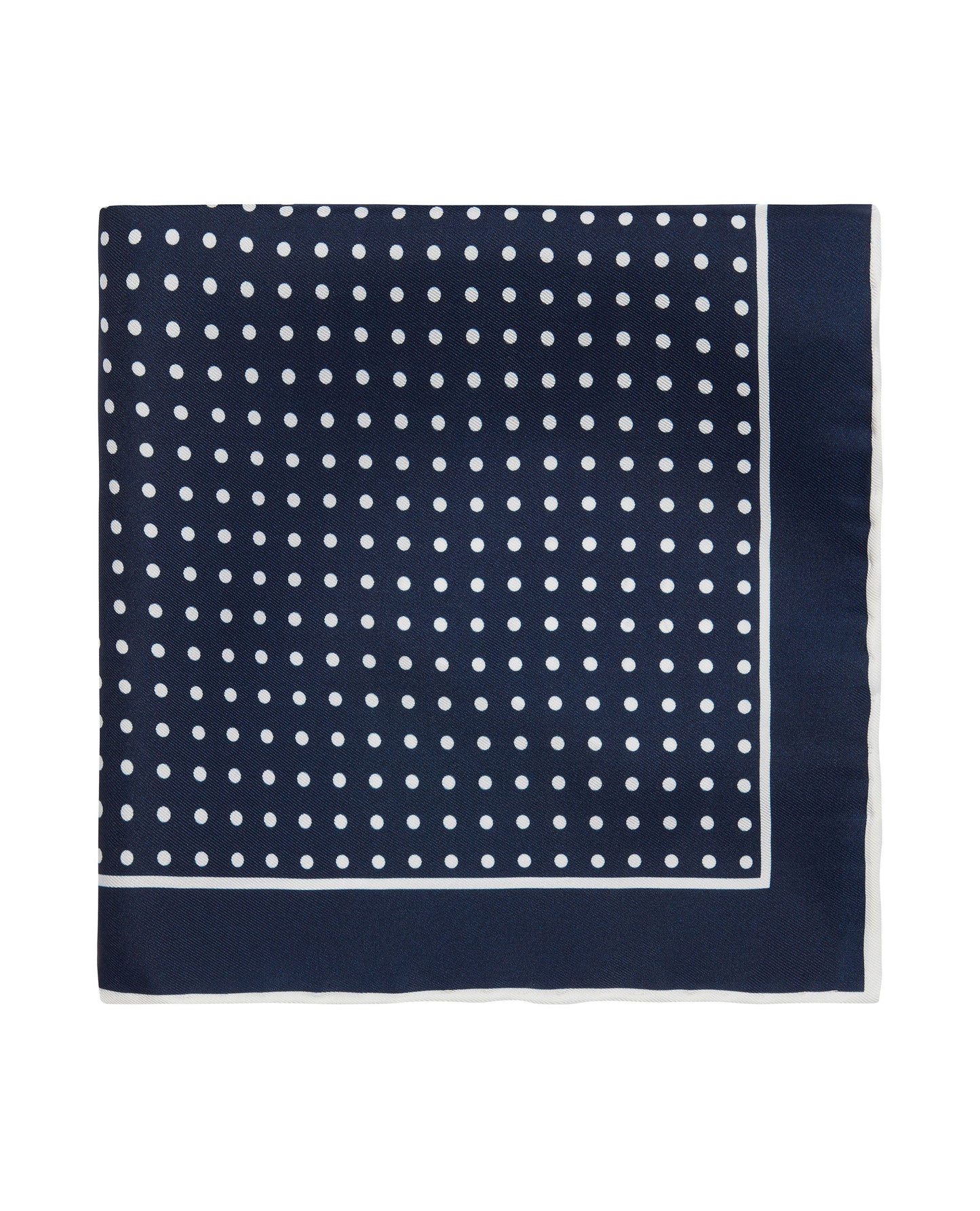 Image 1 of Silk Navy and White Spot Pocket Square