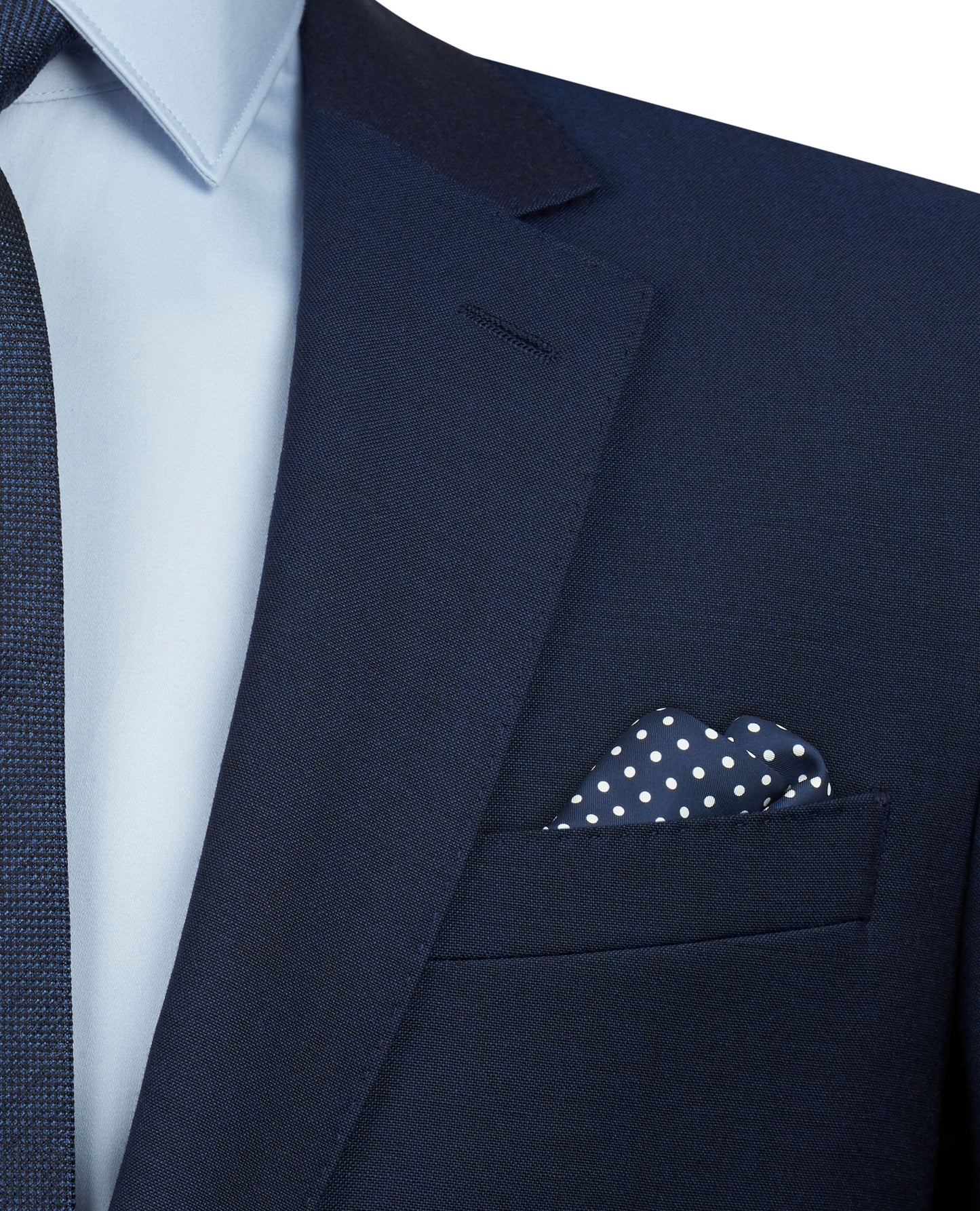 Image 3 of Silk Navy and White Spot Pocket Square