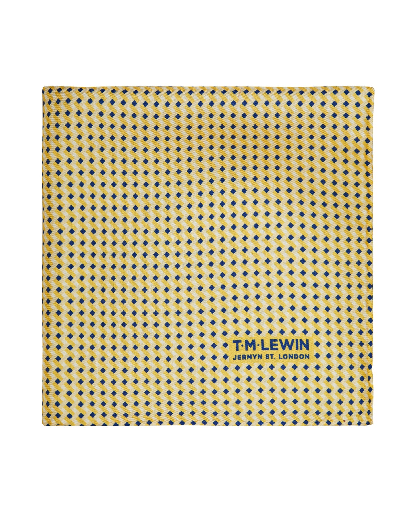 Image 1 of Yellow Crosshatch Silk Pocket Square