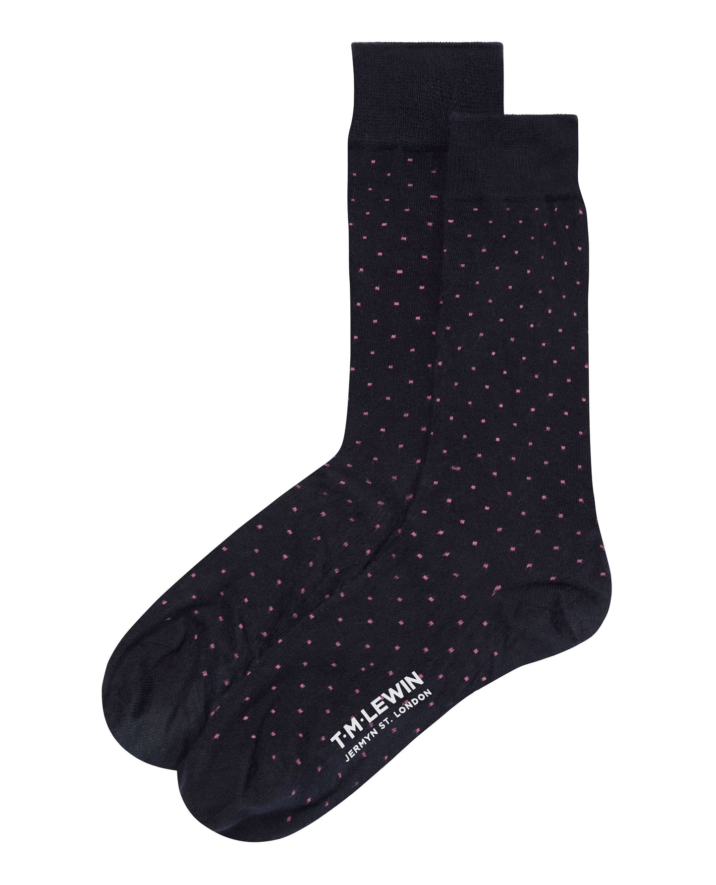 Image 1 of Navy and Pink Spot Socks