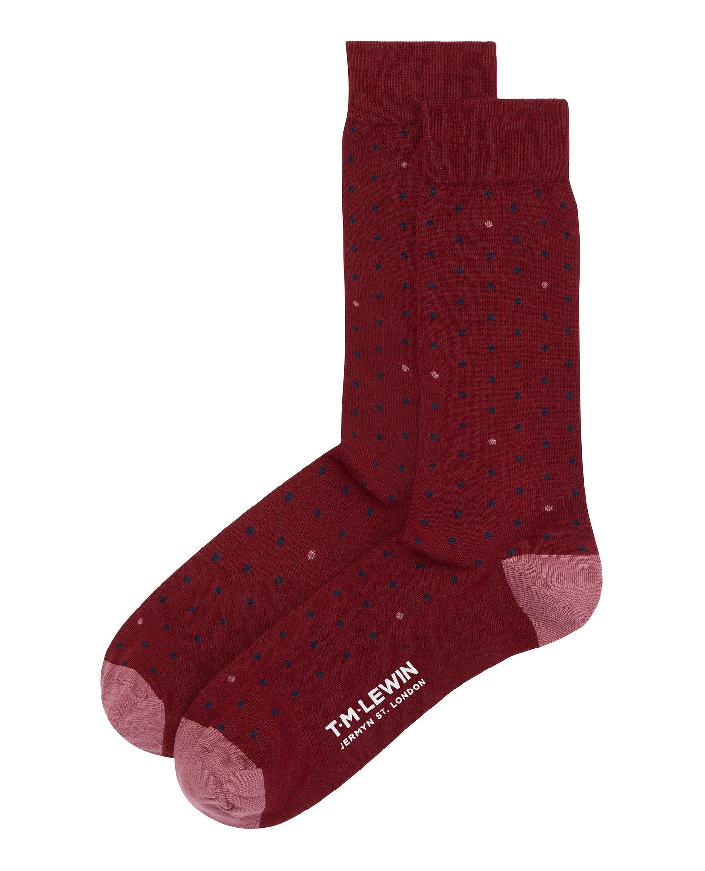 Image 1 of Burgundy, Navy and Pink Mini Spot Socks