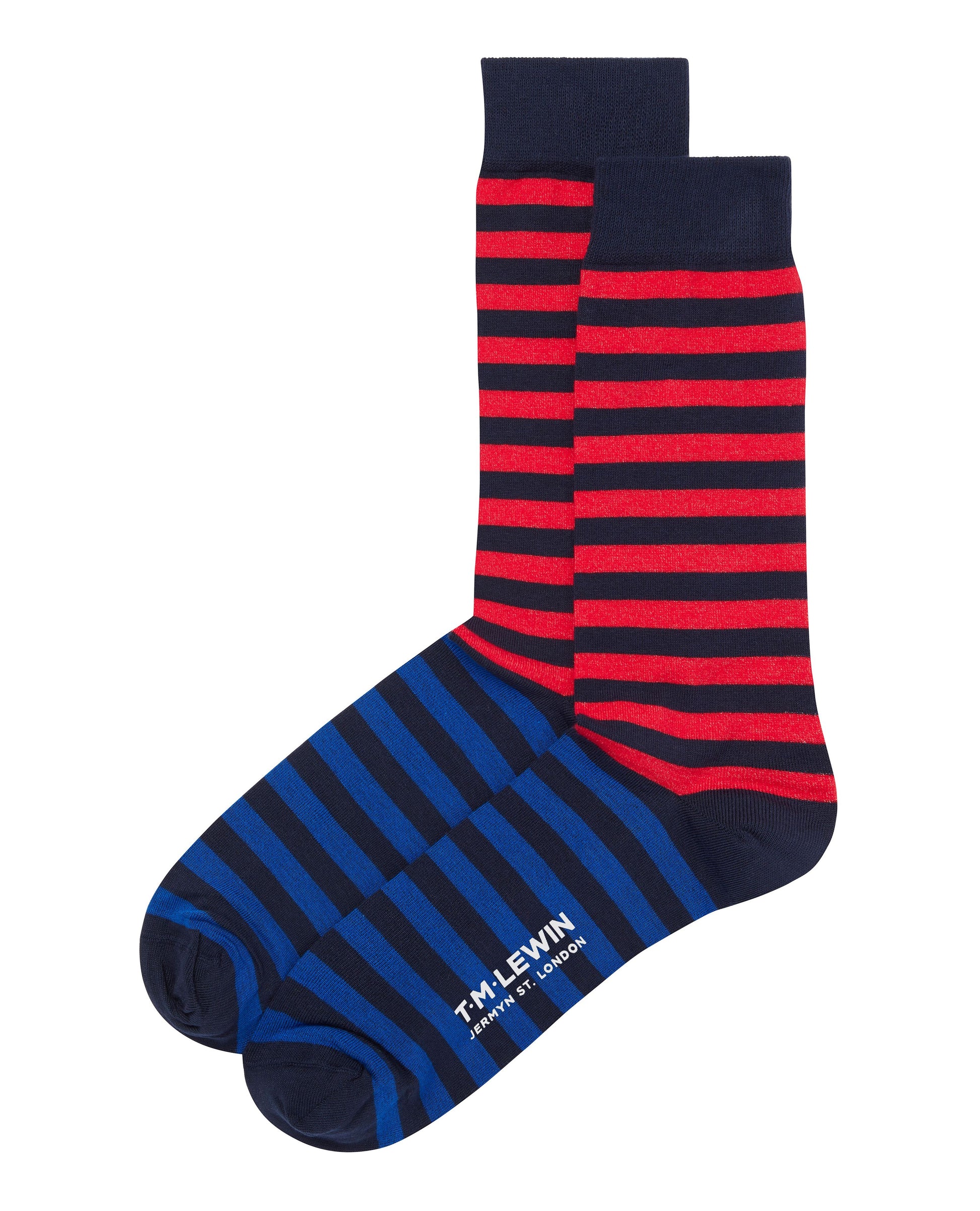 Image 1 of Navy and Red Double Stripe Socks