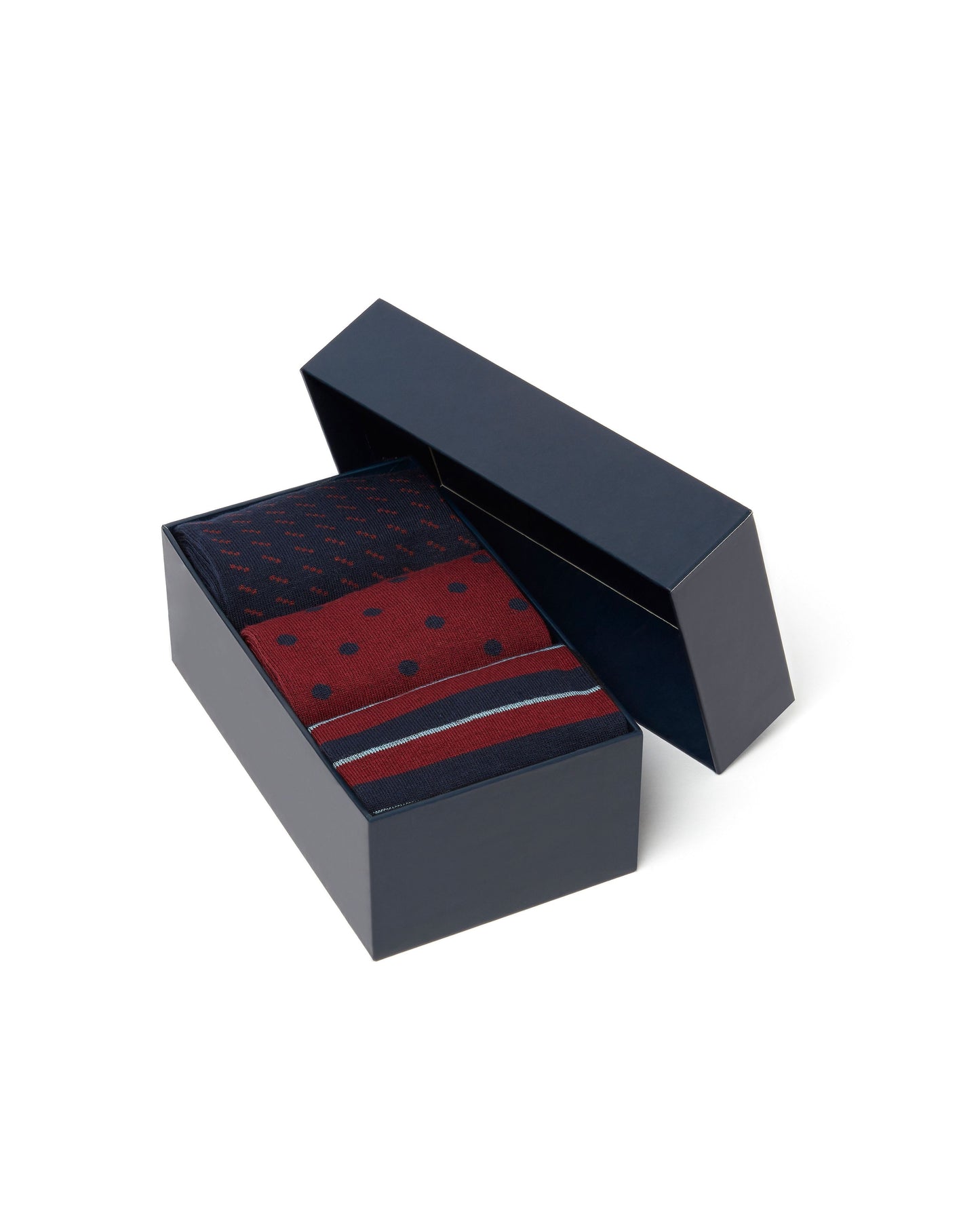 Image 1 of Burgundy and Navy 3 Pack Socks Box Set
