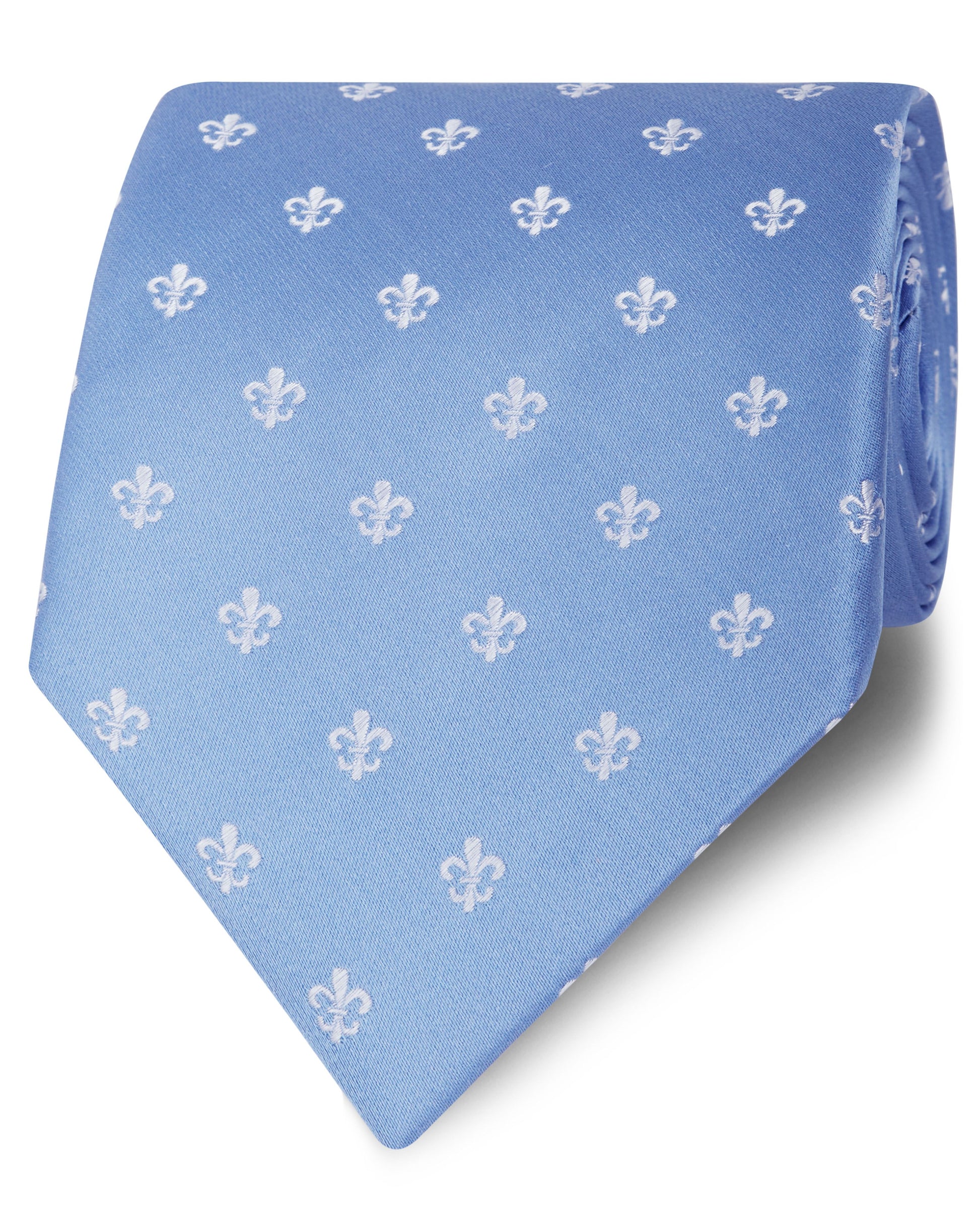 Image 1 of Occasionwear Wide Blue Fleur De Lys Silk Tie