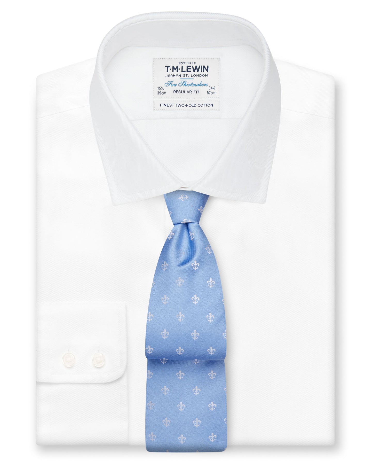 Image 2 of Occasionwear Wide Blue Fleur De Lys Silk Tie