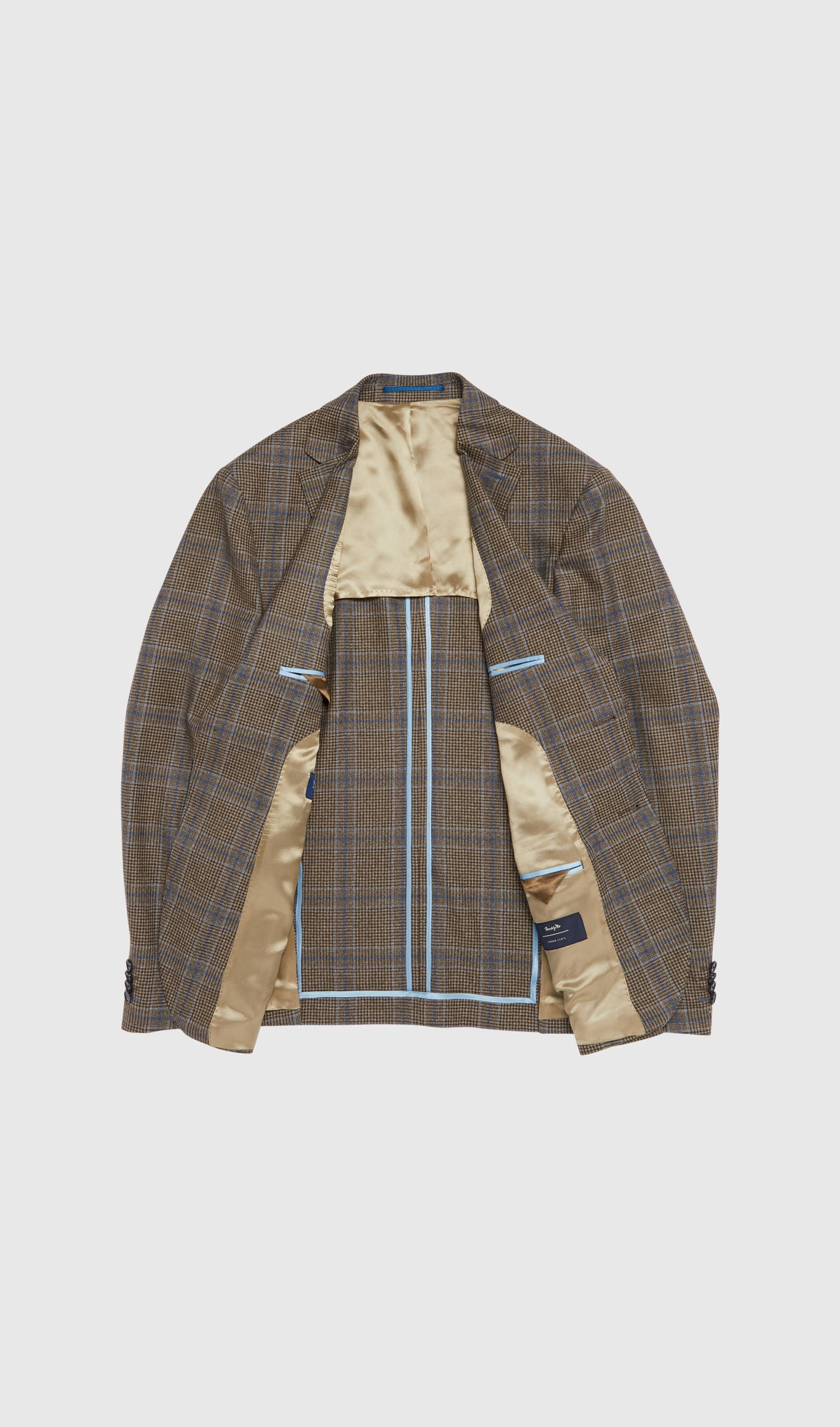 Image 7 of Maiden Slim Fit Blue And Brown Glencheck Jacket