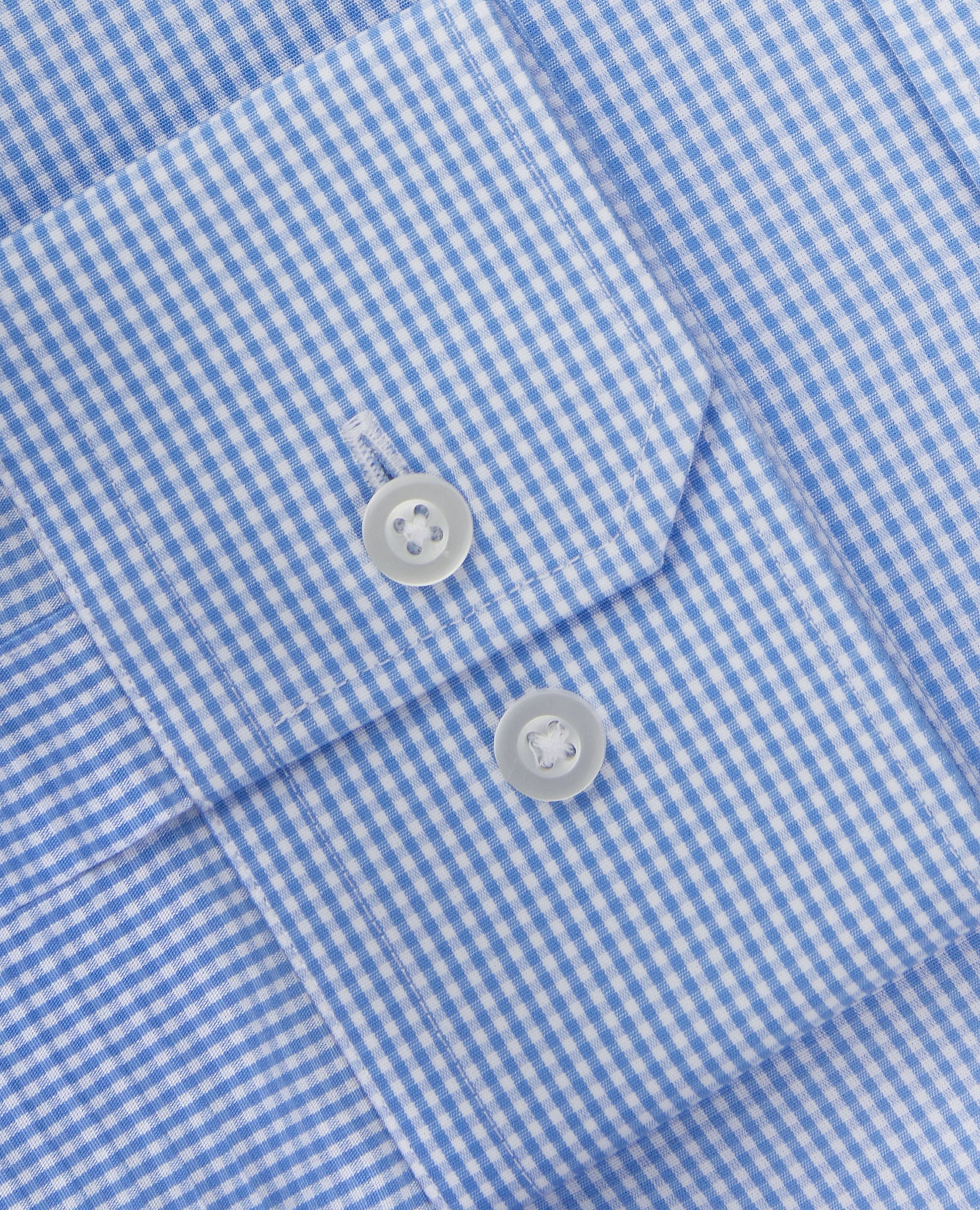 Image 2 of Non-Iron Blue Gingham Poplin Regular Fit Single Cuff Classic Collar Shirt