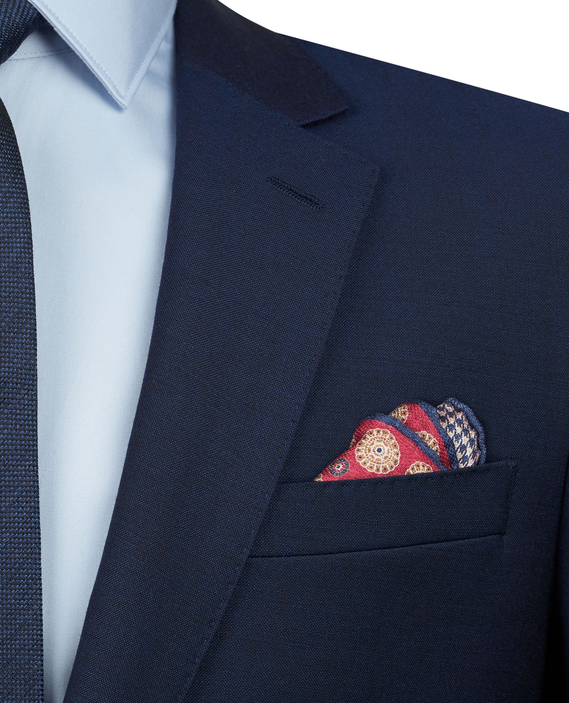 Image 3 of Red Blue Geo Double Faced Silk Pocket Square