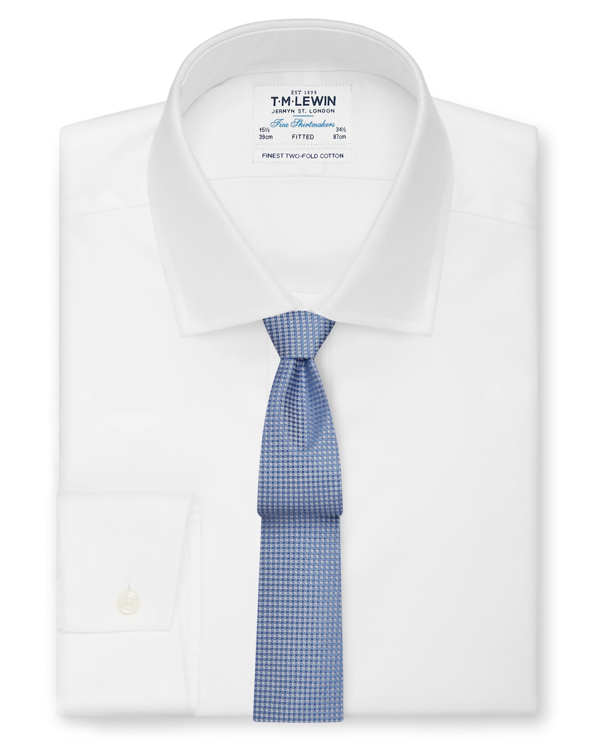 Image 2 of Royal Ascot Slim Blue Textured Square Silk Tie