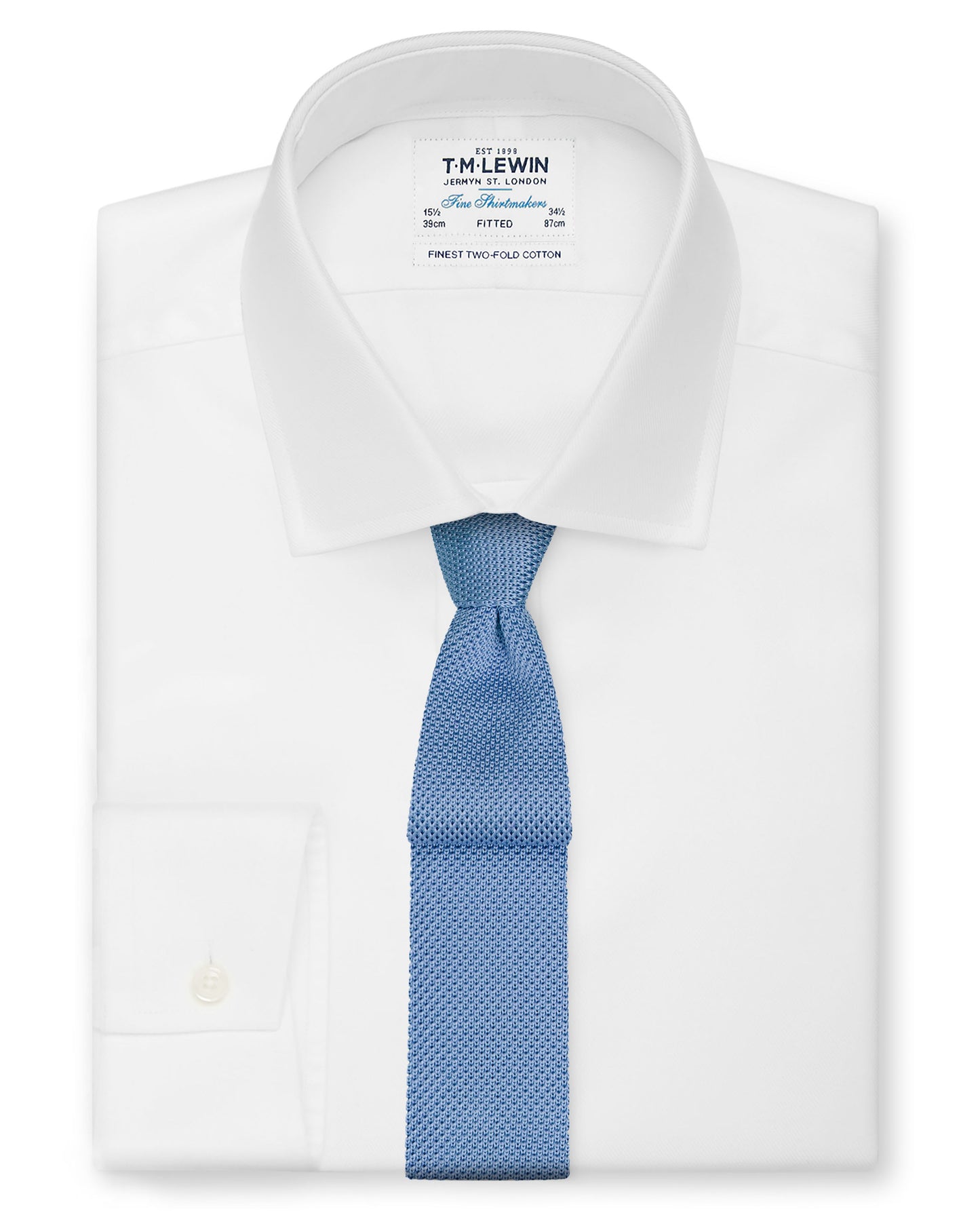 Image 2 of Knitted Slim Blue Silk Tie