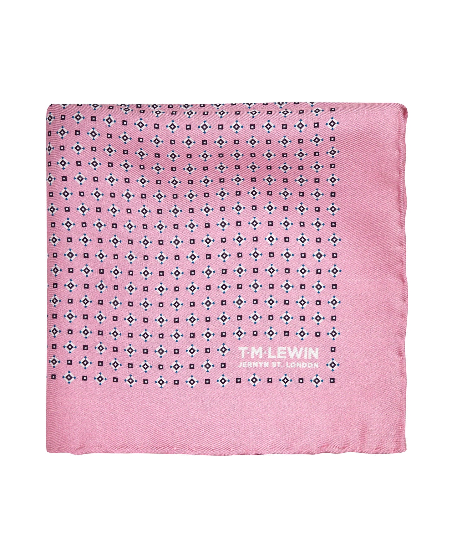 Image 1 of Silk Pink Geometric Squares Pocket Square