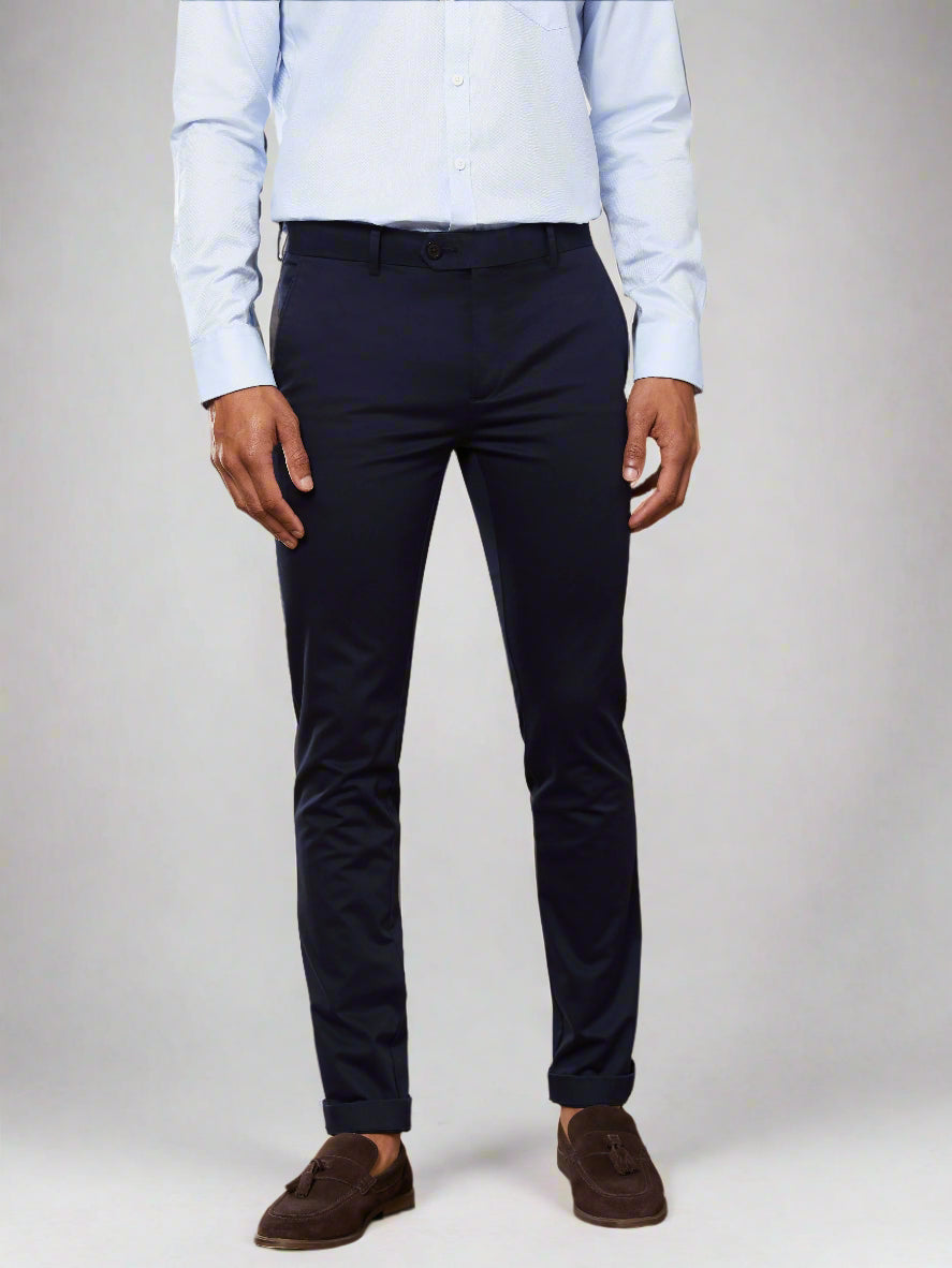Image 1 of Non Iron Radcliffe Extra Slim Navy Chino